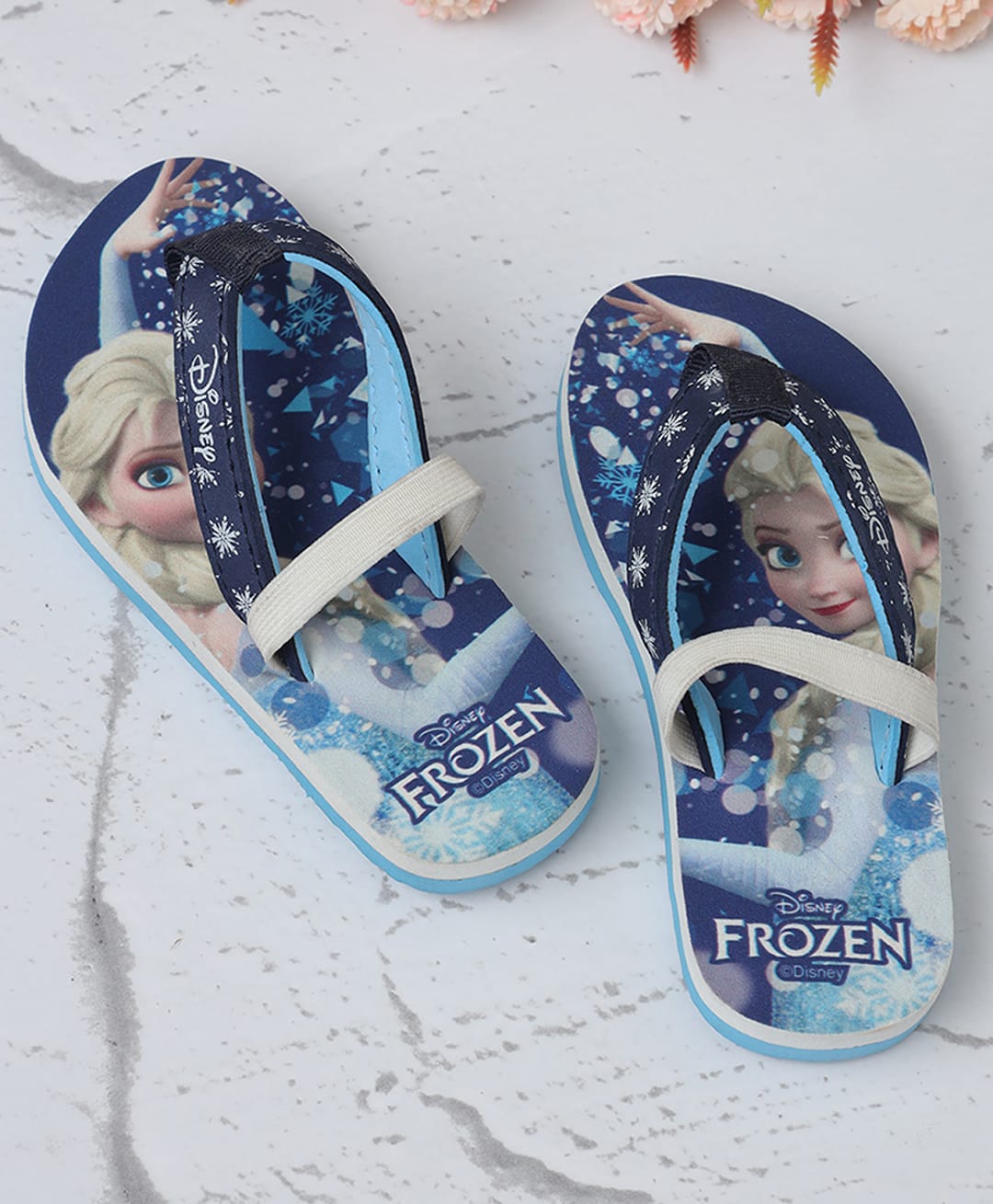 Kidsville Disney Frozen Featuring Elsa Printed Flip Flops - Blue-picture-11
