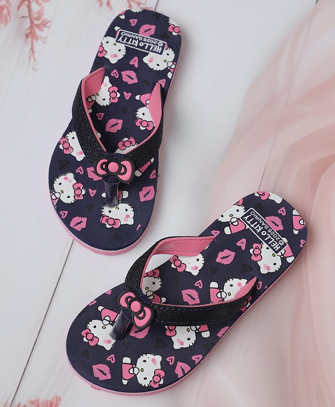 Kidsville Sanrio Friends Featuring Hello Kitty Printed Flip Flops - Navy Blue-image-36