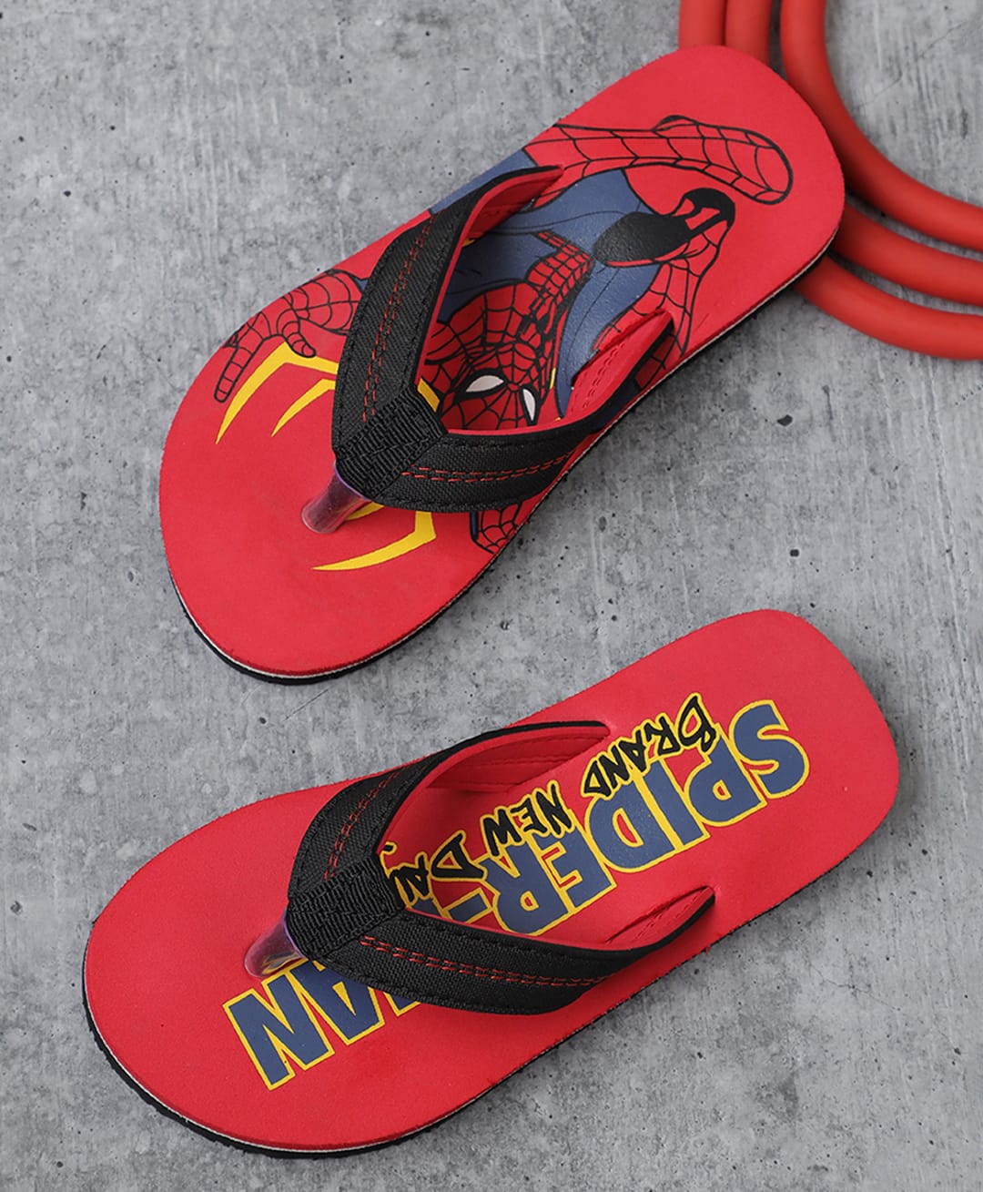 Kidsville Marvel Avengers Featuring Spiderman Printed Flip Flops - Red-picture-39