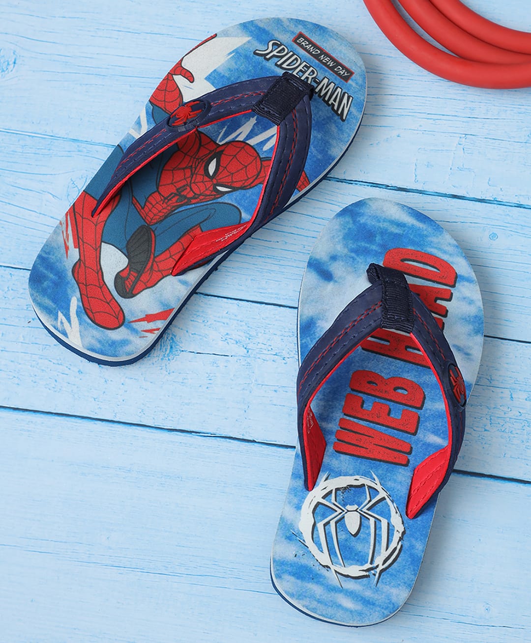 Kidsville Marvel Featuring Spiderman Printed Flip Flops - Blue-image-49
