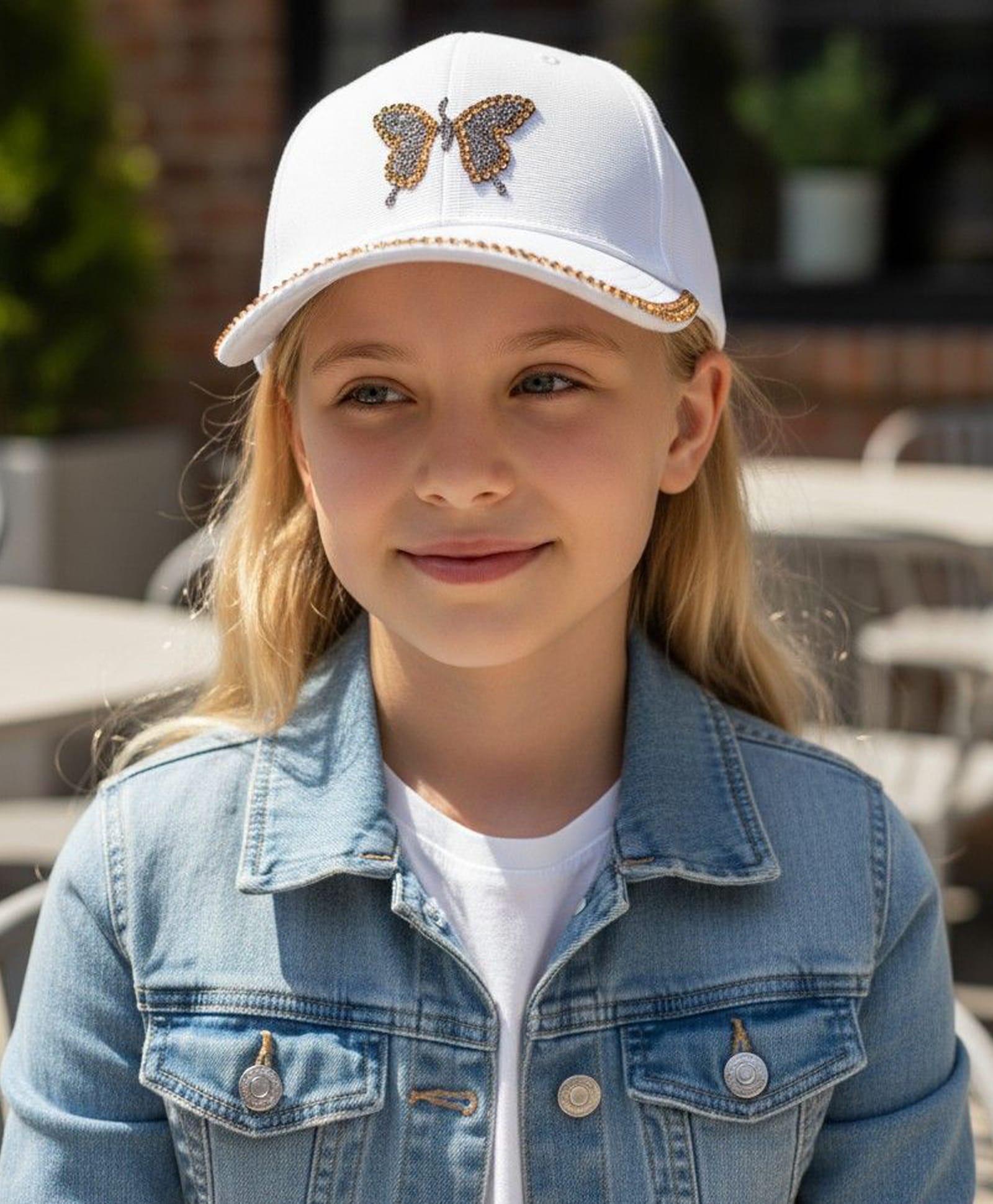 Trubliz Cotton Woven Butterfly Applique Detailed Stone Embellished Baseball Cap - White - Circumference 50-57 Cms-picture-22
