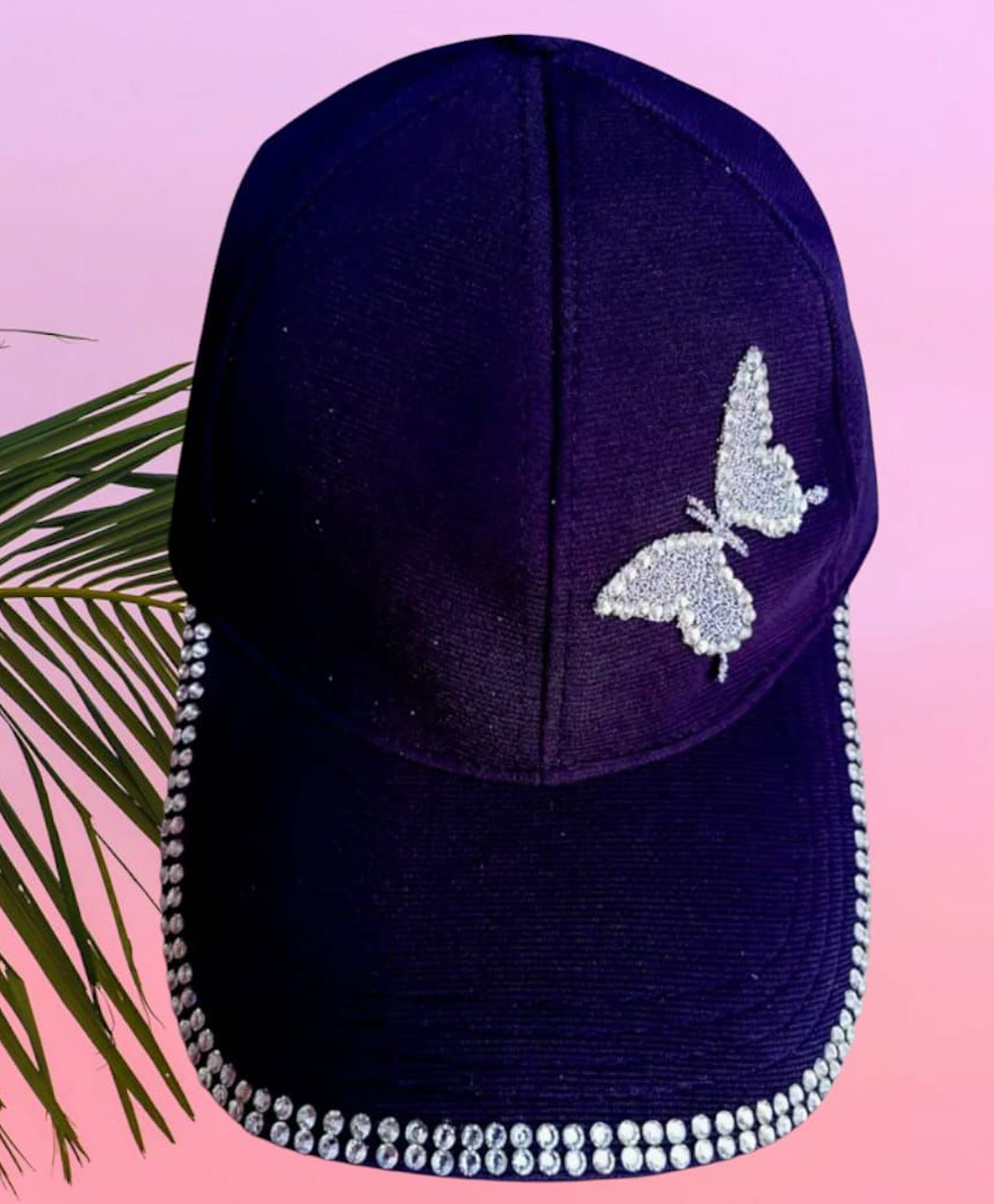 Trubliz Cotton Woven Butterfly Applique Detailed Stone Embellished Baseball Cap - Purple - Circumference 50-57 Cms-image-27