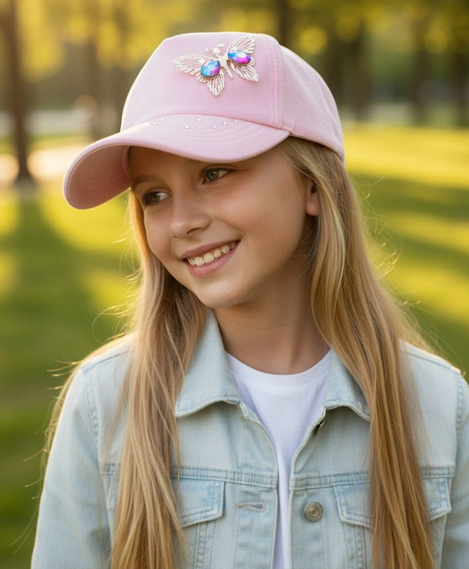 Trubliz Velvet Woven Butterfly Applique Detailed Baseball Cap - Pink - Circumference 50-57 Cms-picture-11