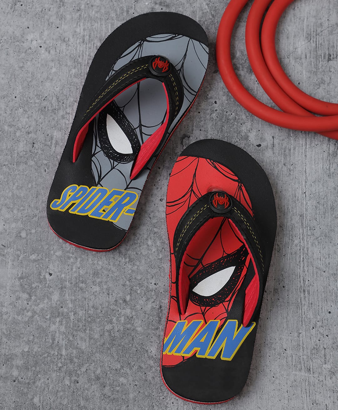 Kidsville Marvel Featuring Spiderman Printed Flip Flops - Black-image-2