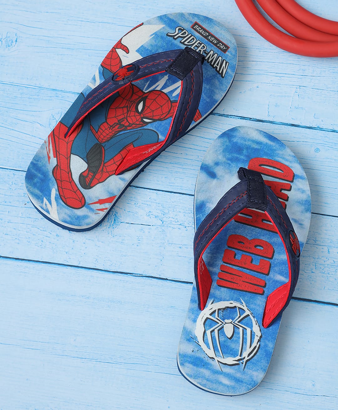 Kidsville Marvel Featuring Spiderman Printed Flip Flops - Blue-picture-28