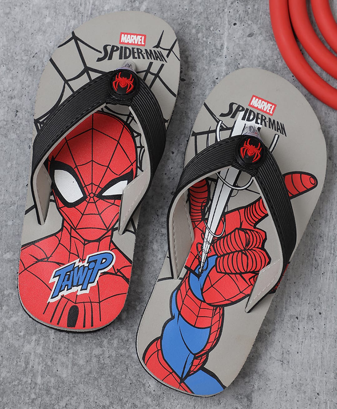 Kidsville Marvel Featuring Spiderman Printed & Applique Detailed Flip Flops - Grey-image-47