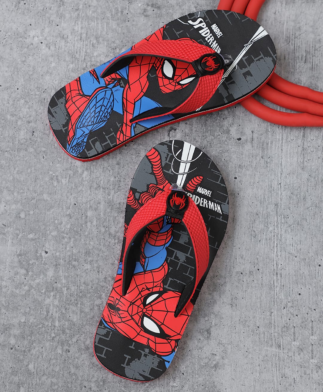 Kidsville Marvel Featuring Spiderman Printed & Applique Detailed Flip Flops - Black-picture-11