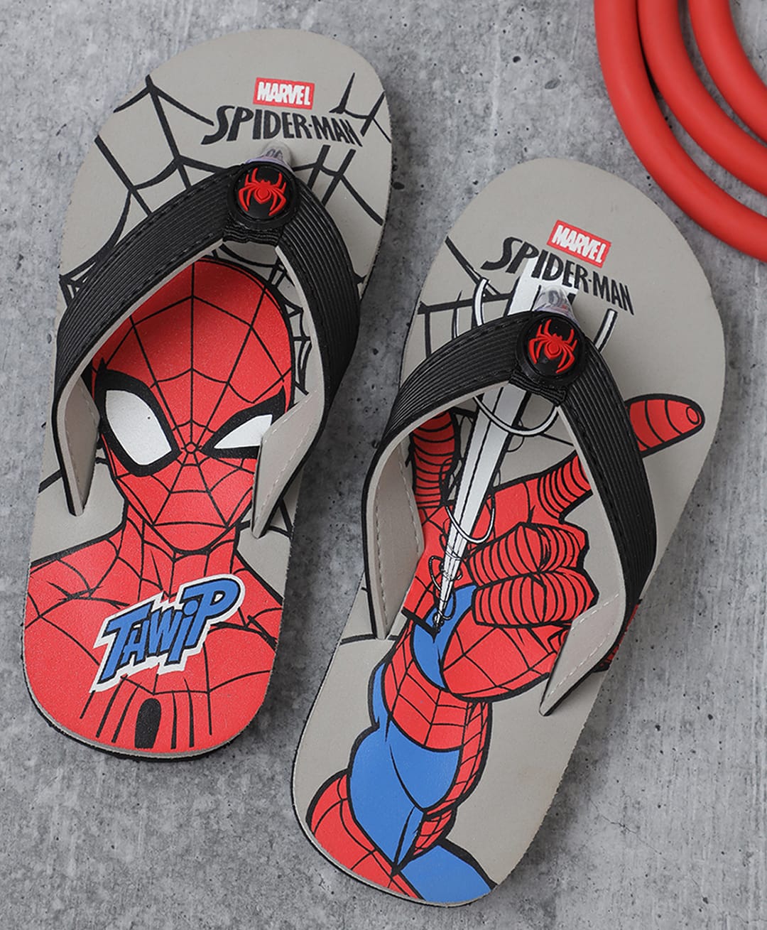 Kidsville Marvel Featuring Spiderman Printed & Applique Detailed Flip Flops - Grey-image-45