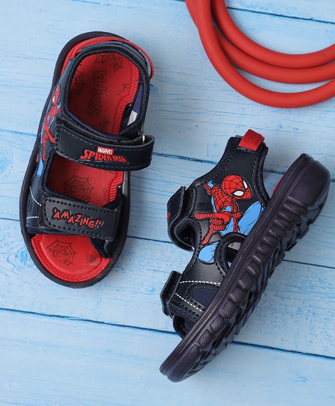 Kidsville Marvel Featuring Spiderman Designed Velcro Closure Sandals - Navy Blue-picture-11