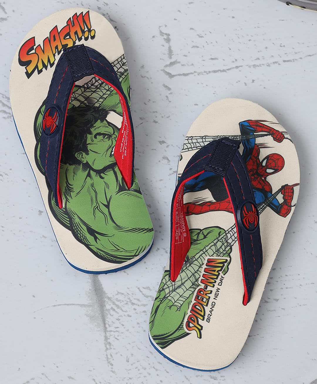 Kidsville Marvel Avengers Featuring Characters Printed Flip Flops - Off White-picture-15