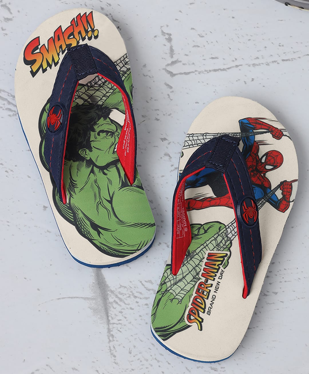 Kidsville Marvel Featuring Characters Printed Flip Flops - Off White-image-48