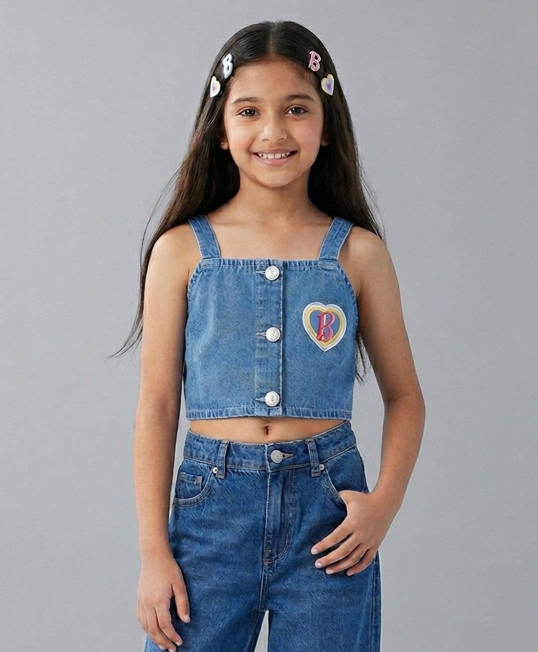 Barbie by Tiny Girl Cotton Woven Mattel Featuring Sleeveless Barbie Logo Printed Top - Light Blue-picture-38