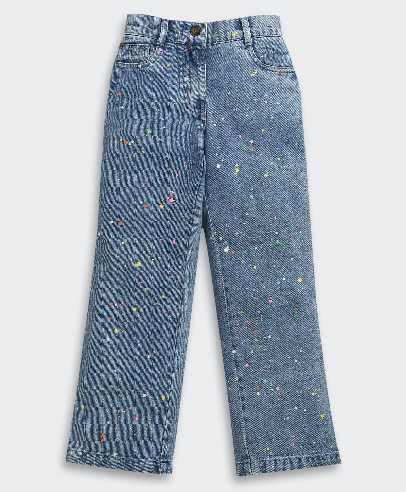 Tiny Girl Denim Woven Paint Splash Designed Jeans - Dark Blue-picture-35