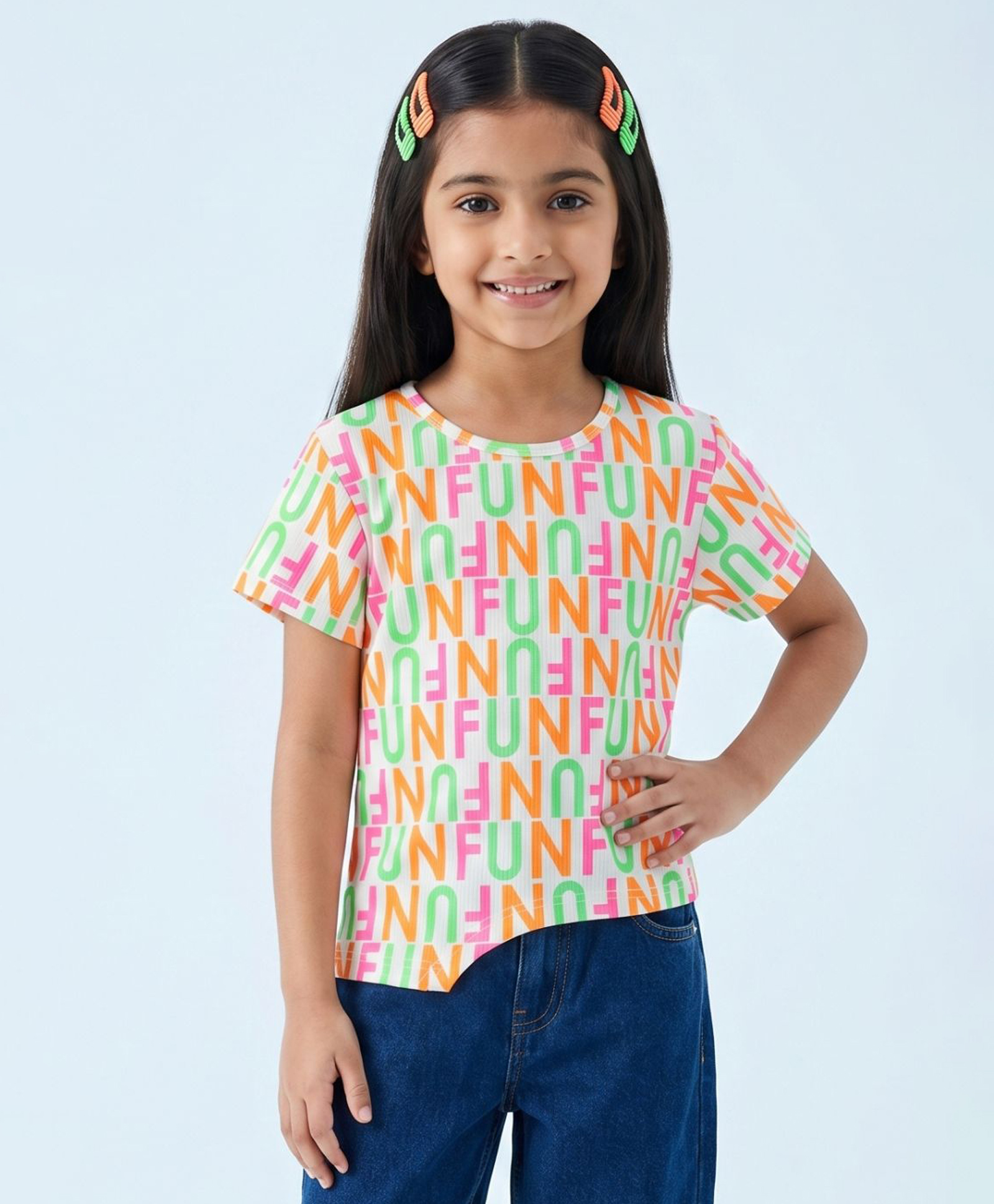 Tiny Girl Woven Half Sleeves Fun Text Printed Top - Pink-picture-36