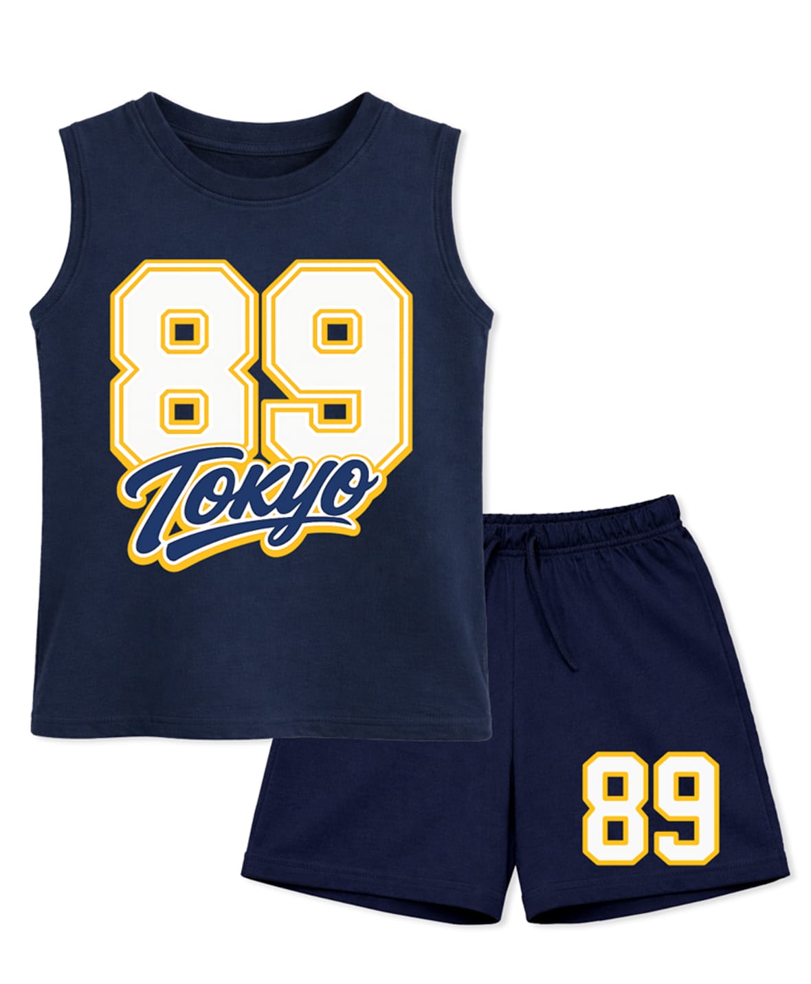 BLUSHES 100% Cotton Knit Half Sleeves 89 Number Printed Tee & Shorts Set - Airforce Navy Blue-picture-24