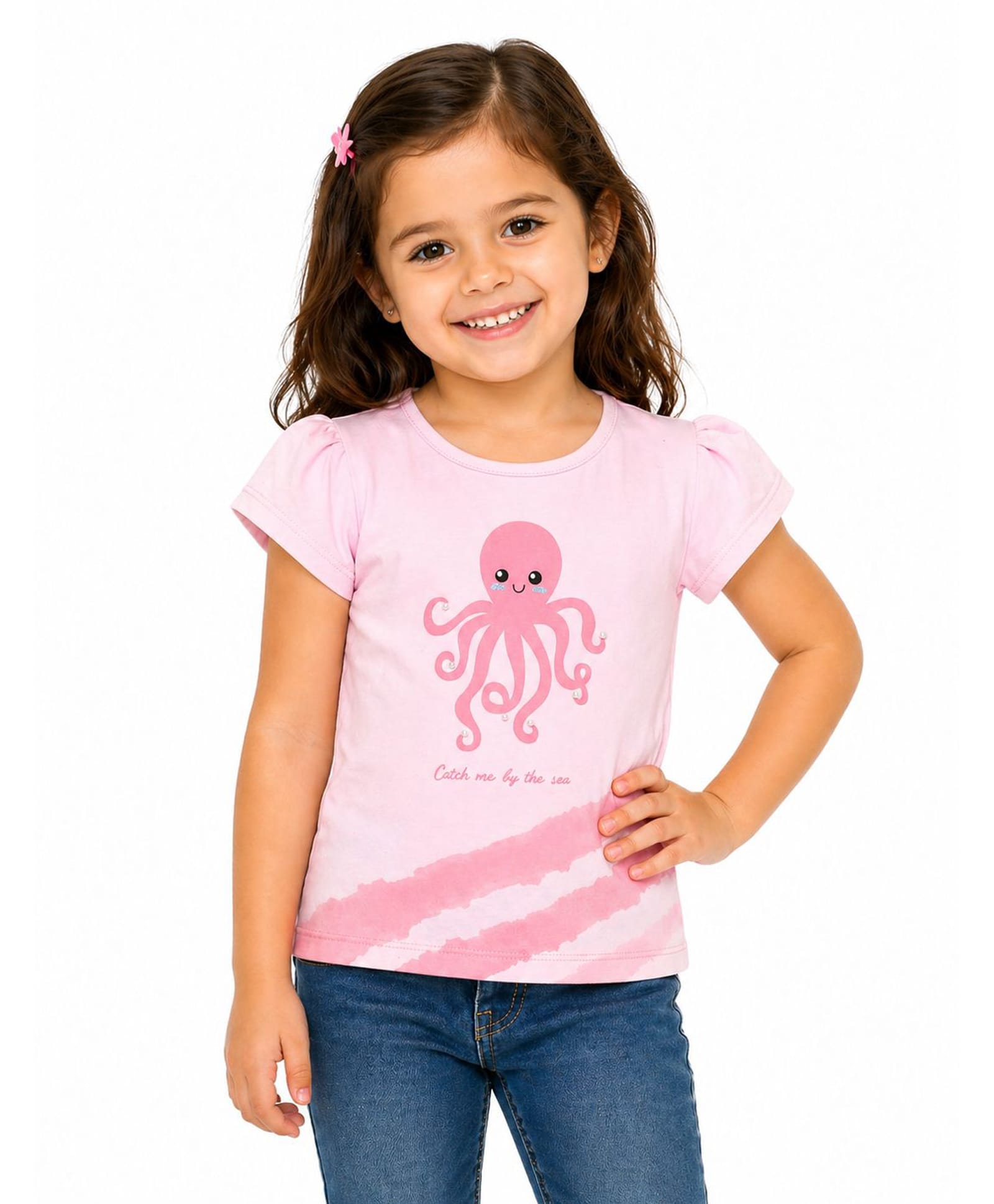 Sportking Cotton Blend Knit Half Sleeves Octopus Printed Tee - Pink-picture-16