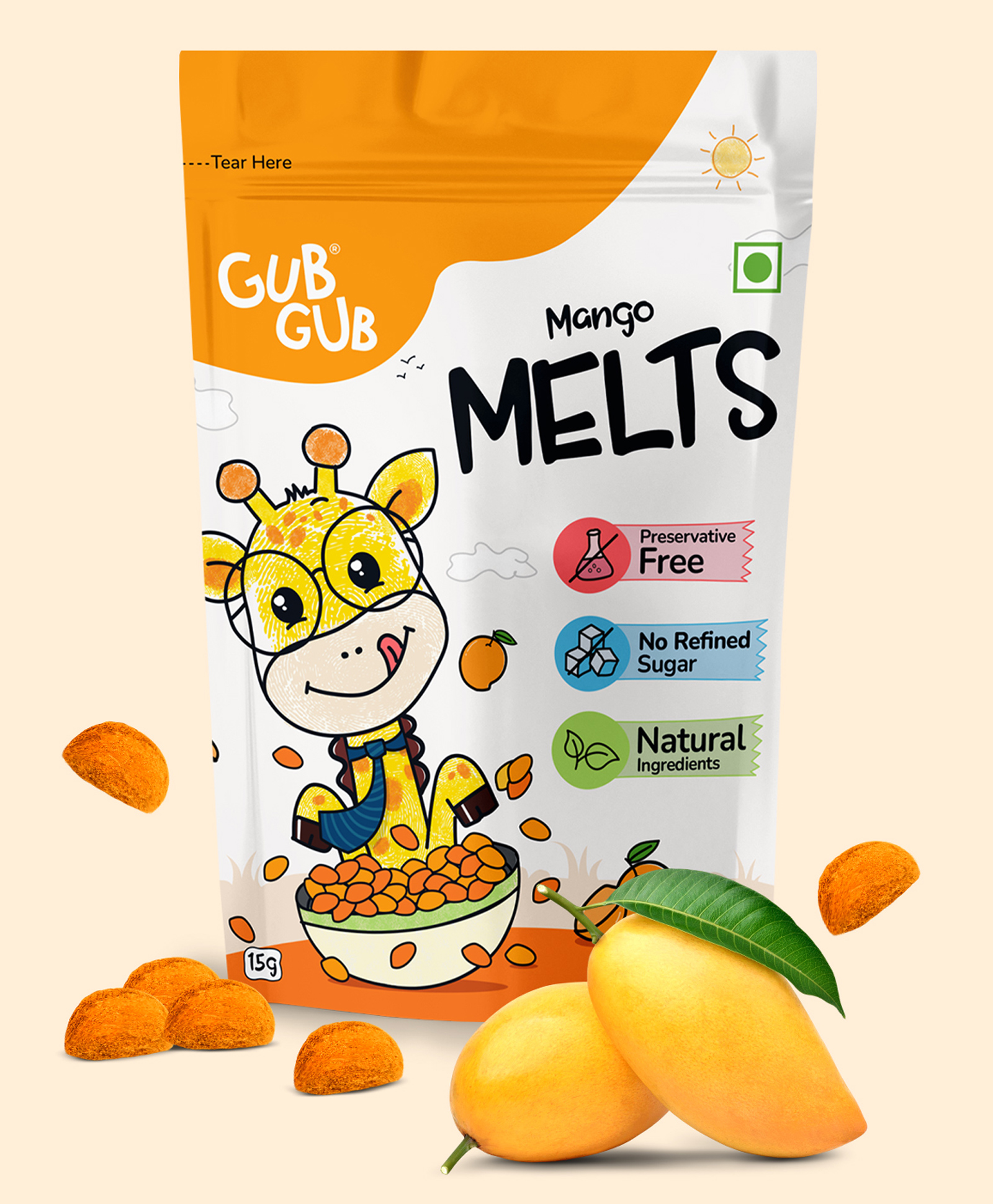 GubGub Mango Melts Natural Fruit Snacks for Toddler & Kids 15g, Pack of 1-image-36