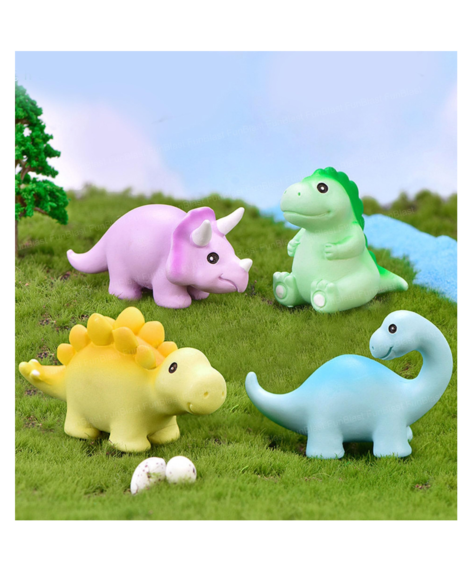 FunBlast Mini Cute Dinosaur Miniature Figurines for Car & Table, Office Pack of 4-picture-21