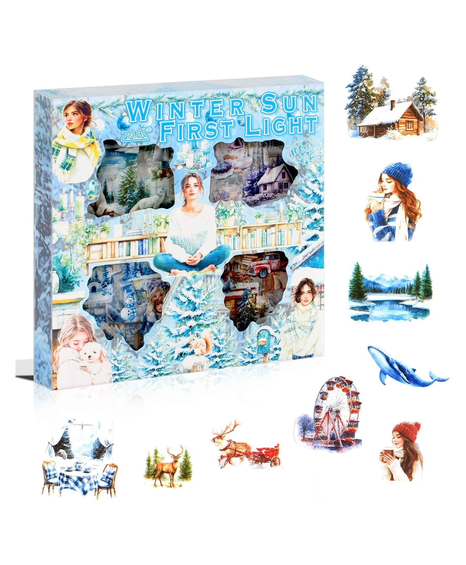 FunBlast Japanese Style Self Adhesive Stickers for Project, Scrapbooking 100 Sheets/500+ Pcs Stickers (Multicolor)-image-41