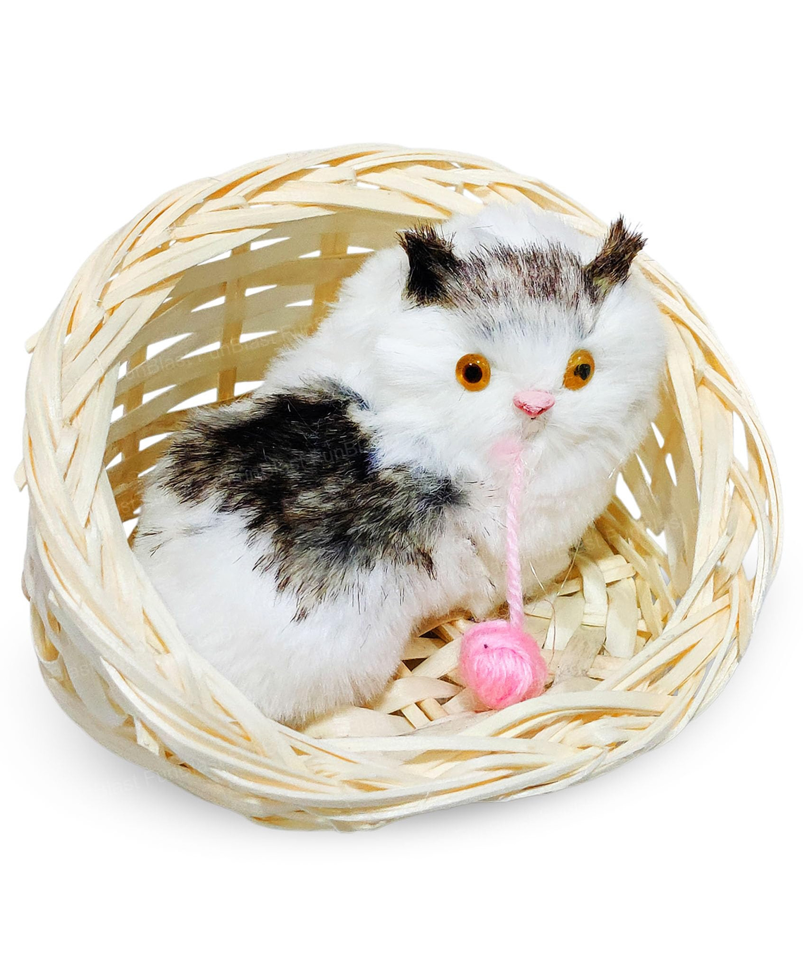 FunBlast 9.5 cm Cute Cat Plush Toy with Basket for Kids - Pack 1 (Multicolor)-picture-26