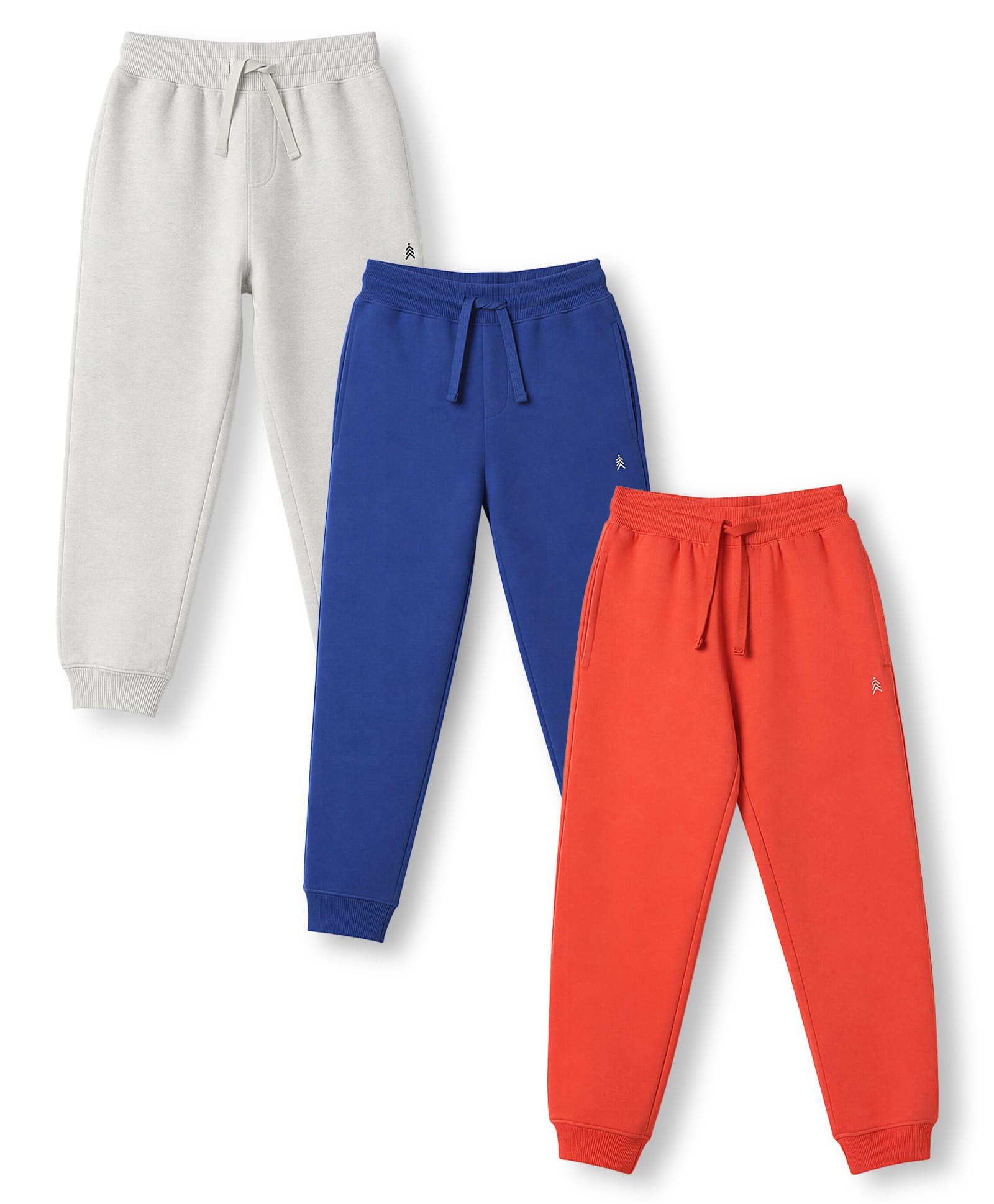 Pine Kids Cotton Knit Full Length Solid Lounge Pants Pack Of 3 - White, Blue & Red-picture-24
