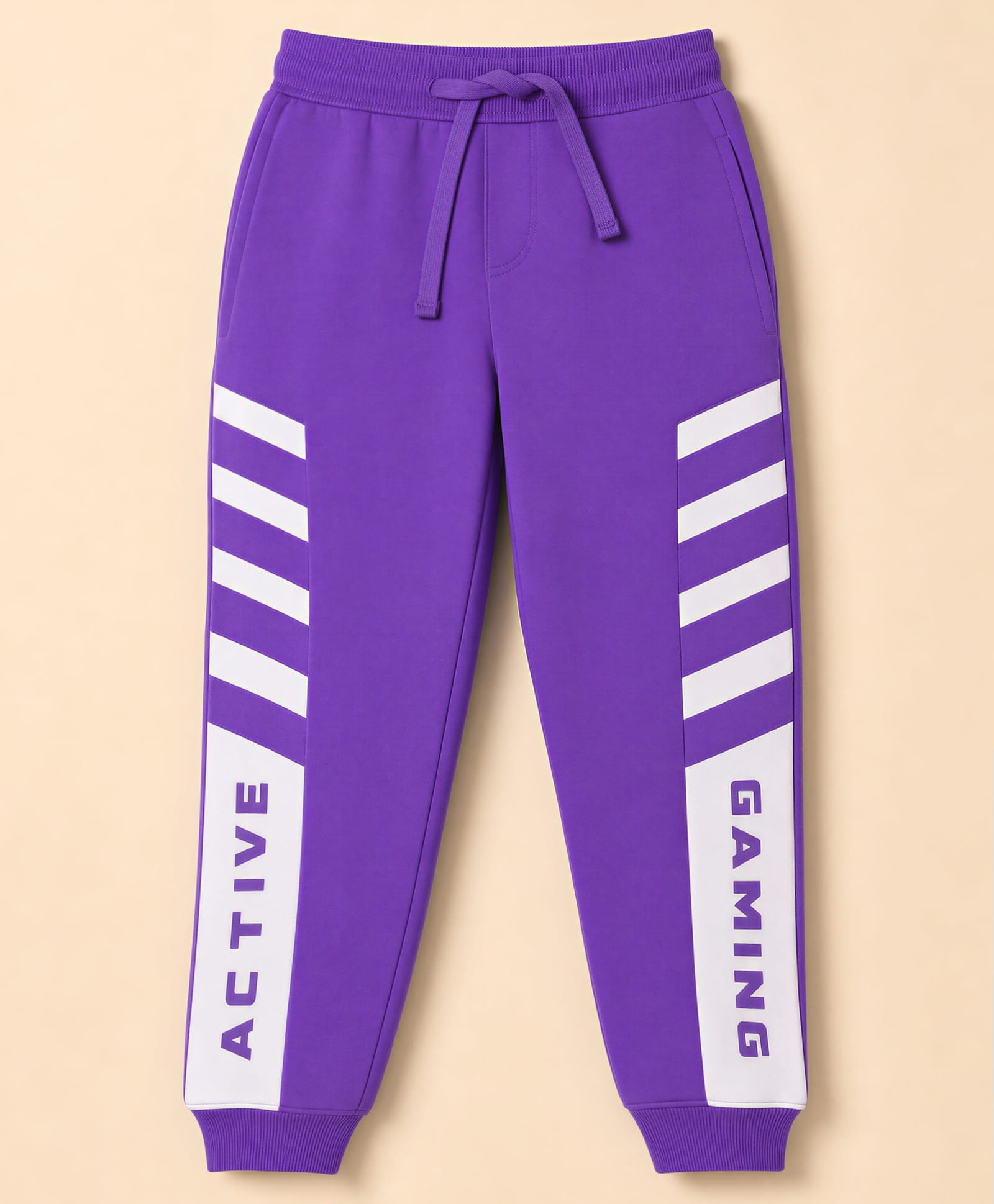 Pine Kids Cotton Knit Full Length Lounge & Track Pant With Text Print - Purple-picture-17