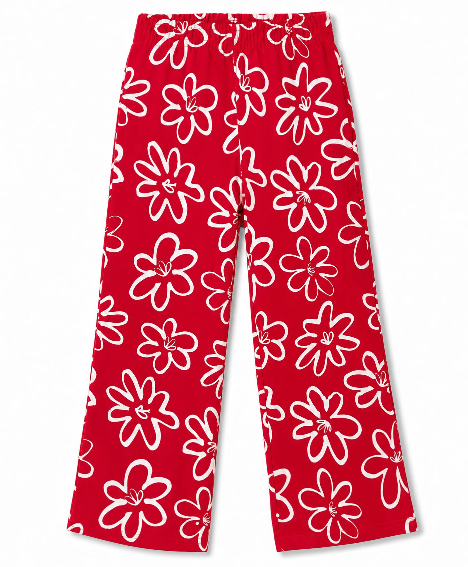 Pine Kids Knit Full Length Track Pant with Floral Prints - Red-picture-11