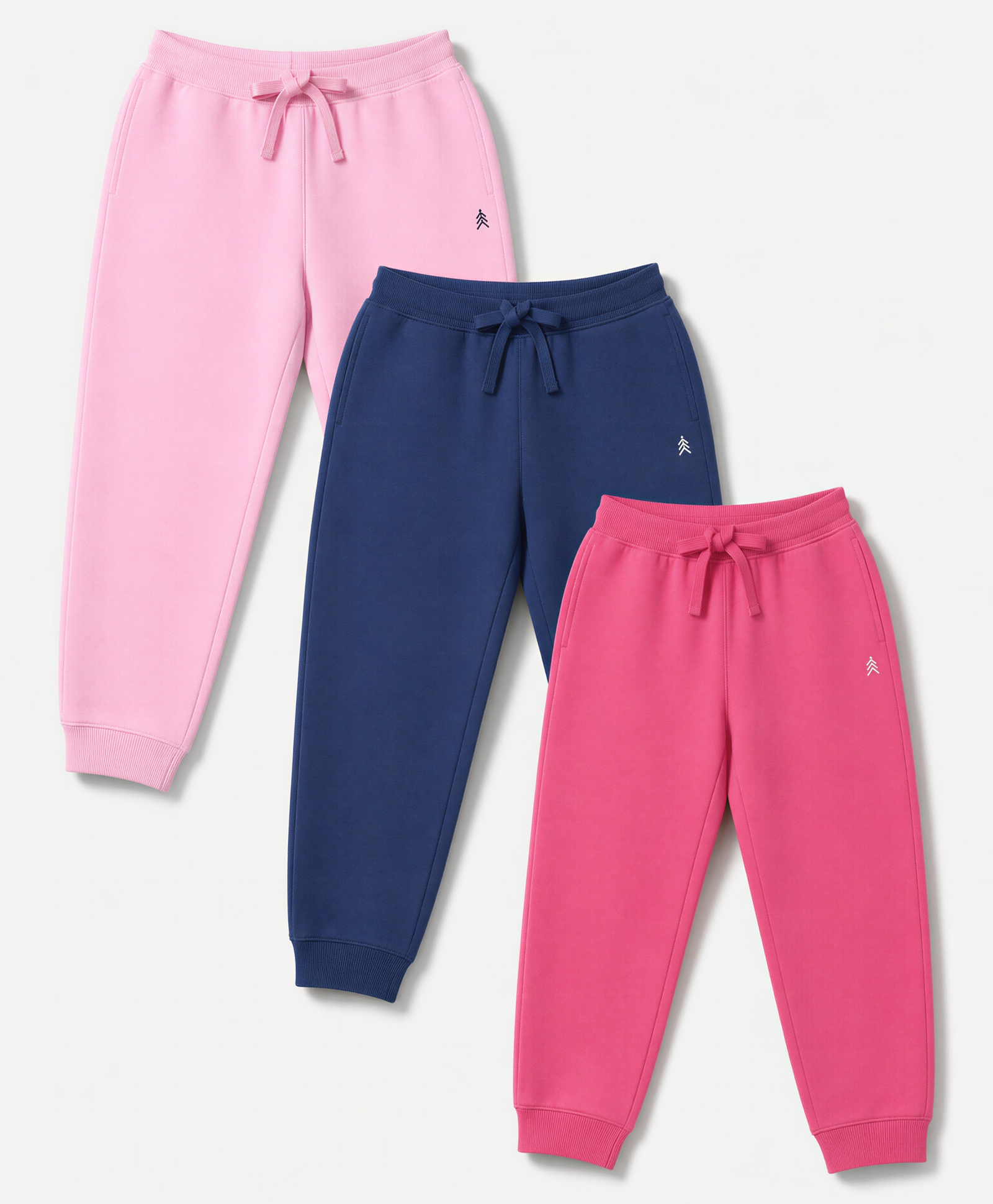 Pine Kids Cotton Knit Full Length Solid Lounge Pants - Pink, Blue & Dark Pink-picture-22