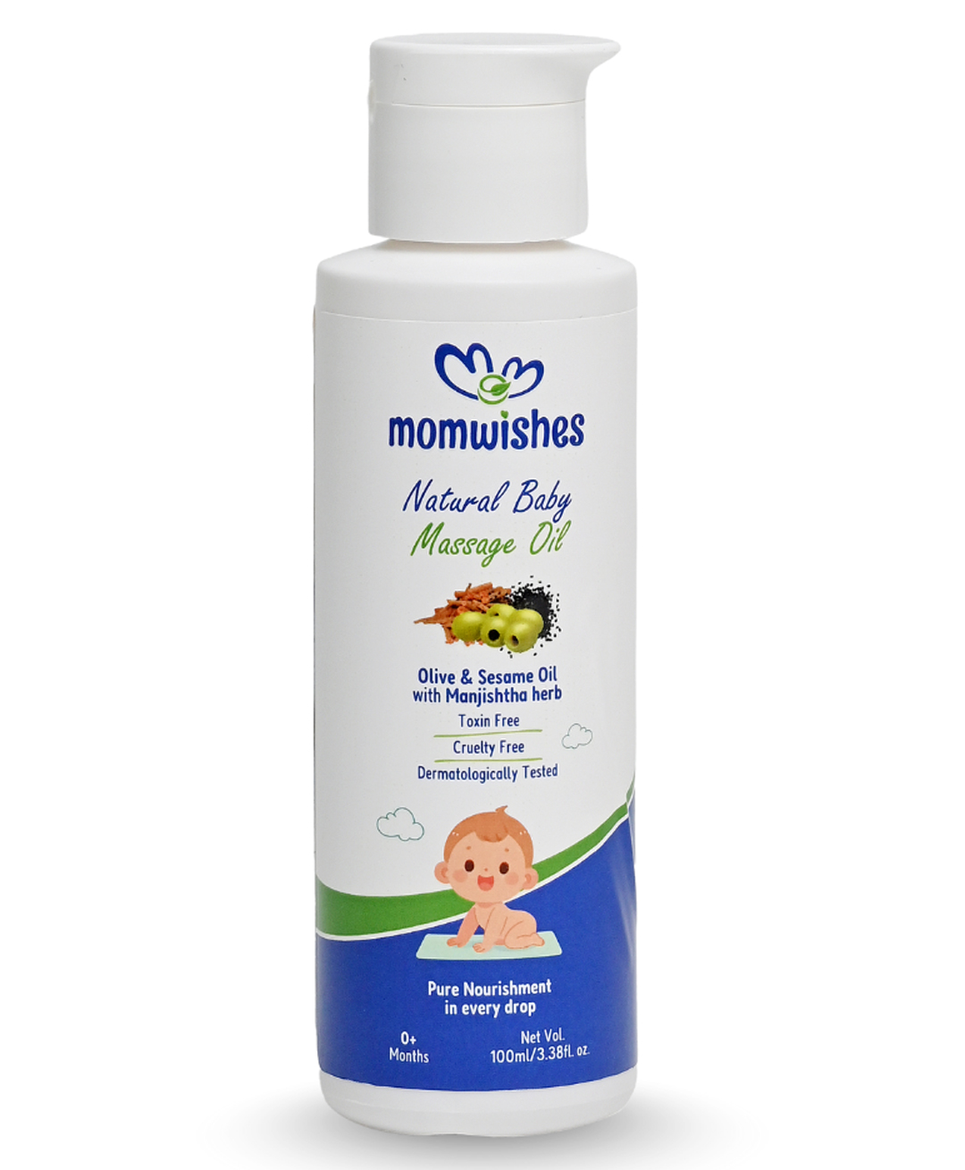 MomWishes Natural Baby Massage Oil with Olive & Sesame Oil - 100ml-image-2