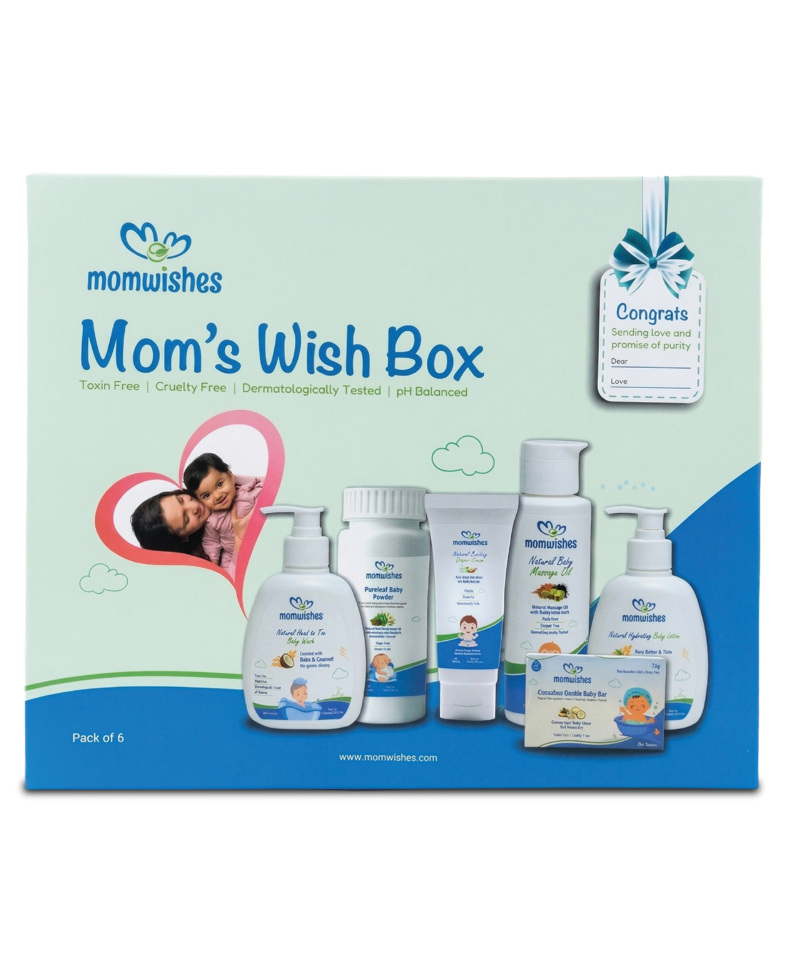 Momwishes Mom's Wish Box Complete Baby Care Gift Set (Pack of 6) | Baby Wash, Lotion, Massage Oil, Powder, Diaper Cream & Baby Bar | Natural | pH Balanced | 0+ Months-image-44