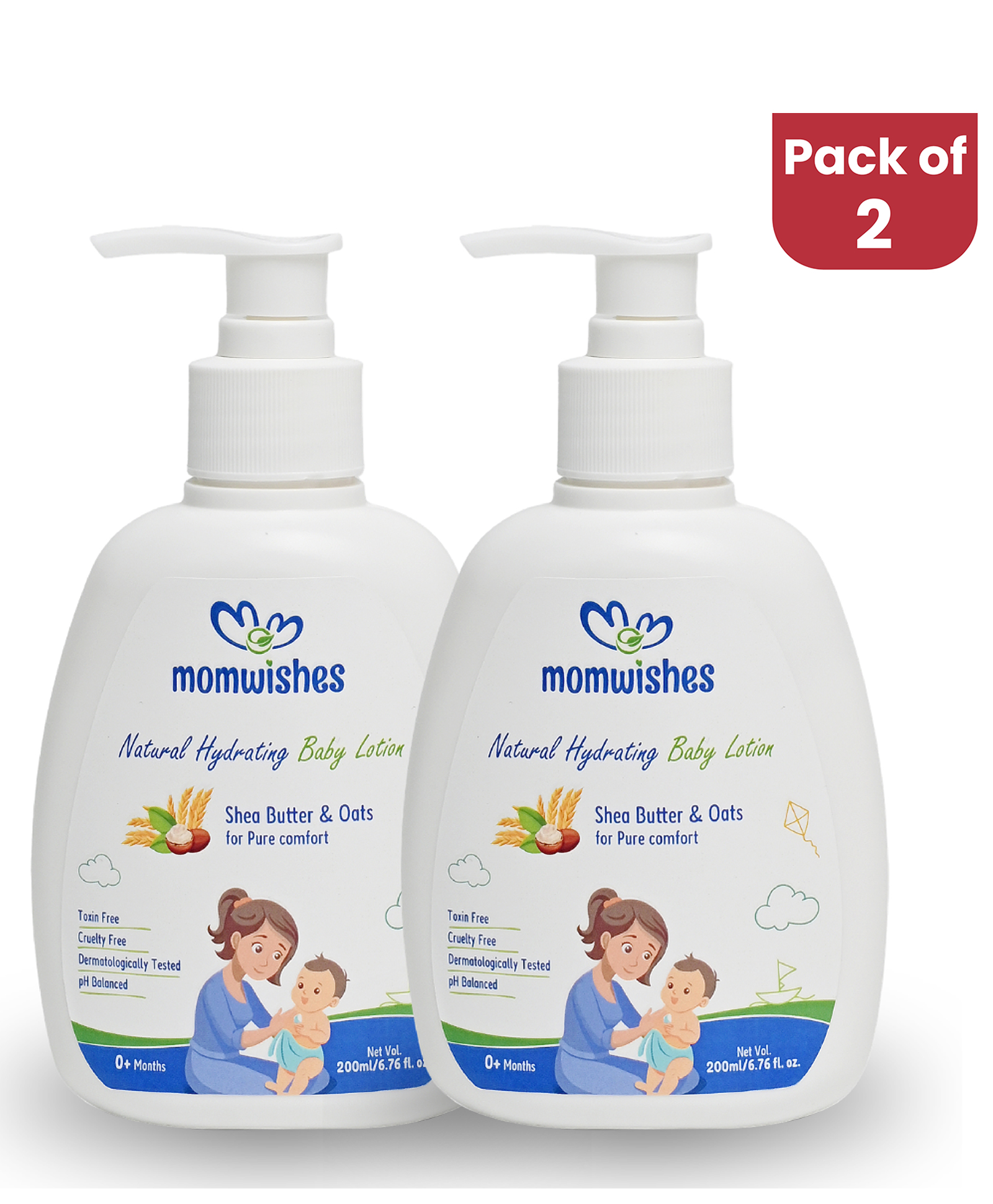 MomWishes Natural Hydrating Baby Lotion (Pack of 2) | pH Balanced & Dermatologically Tested - 100 ml each-image-37