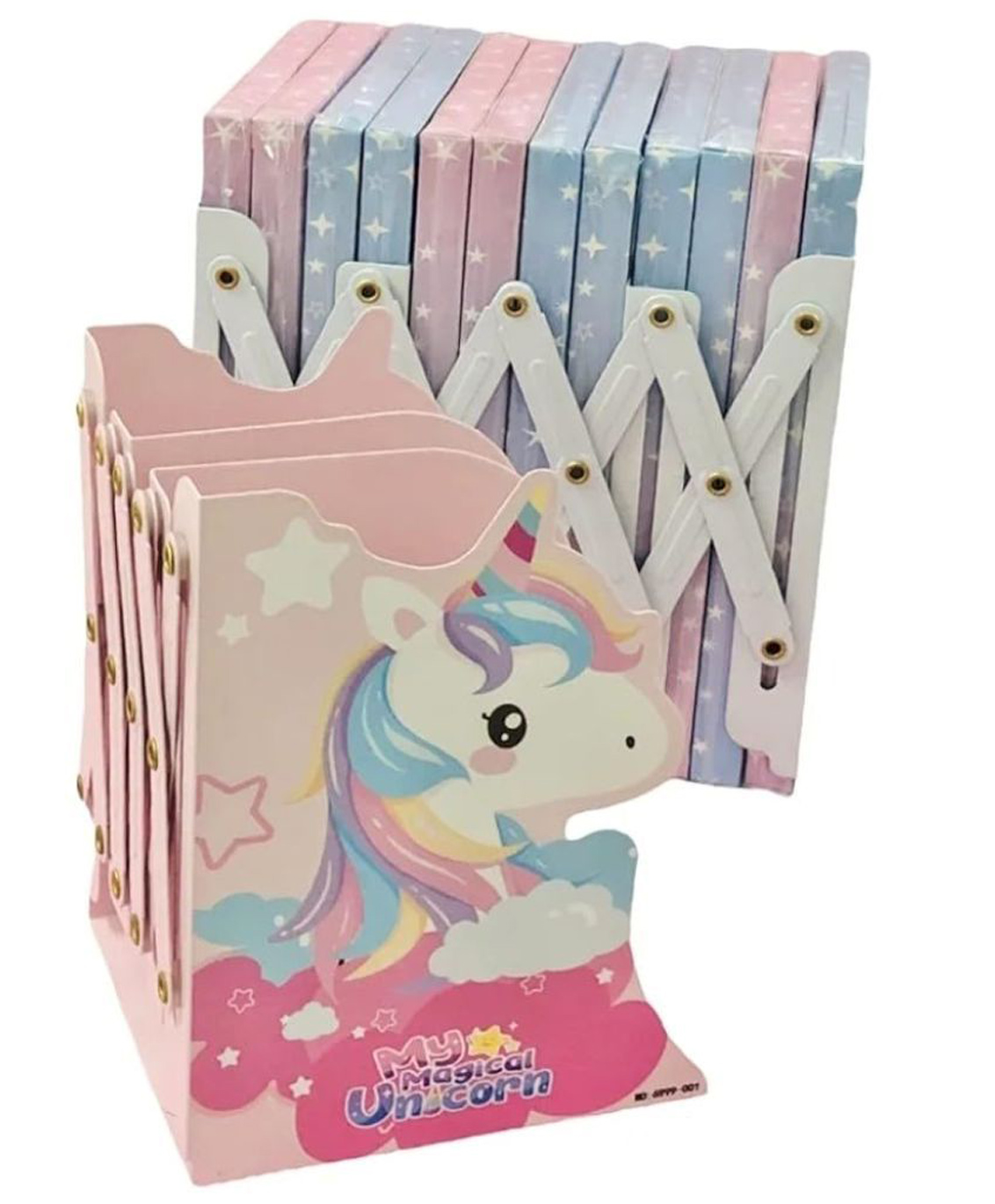 New Pinch unicorn Theme Book Organizer For Boys & Girls | Expandable Adjustable Metal Book Stand | Book Rack for Kids | File Folder Organizer - Pink-image-18