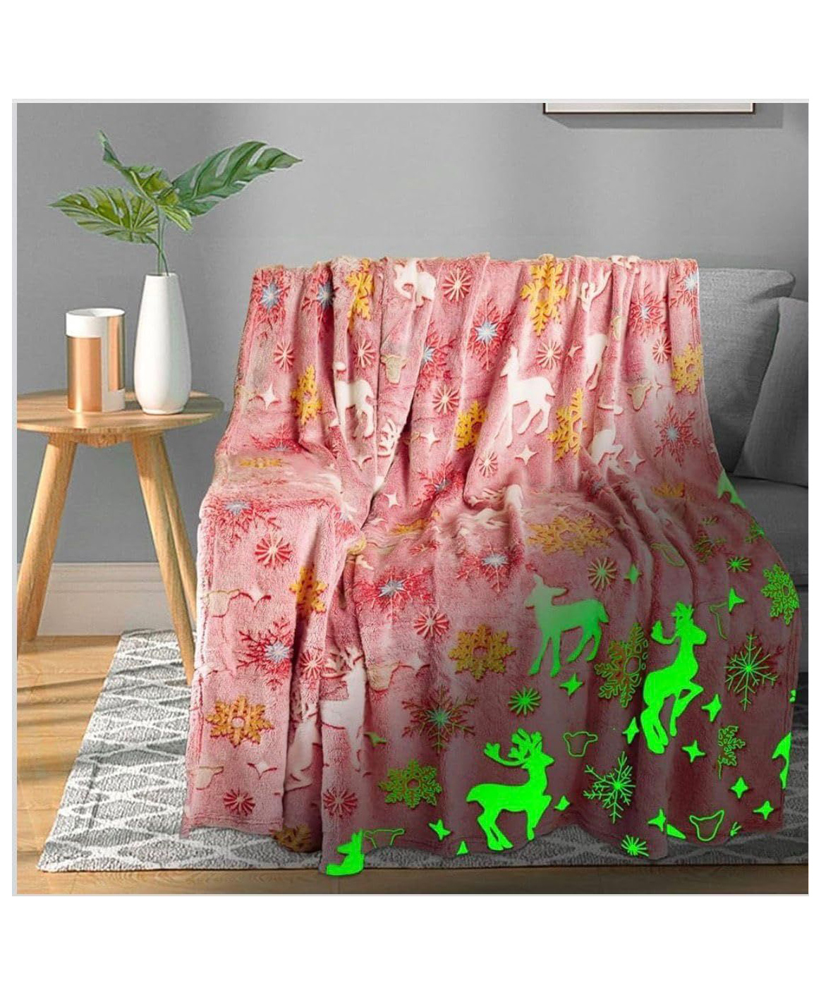 Reexplore Deer Glow in the Dark Blanket for Kids and Adults - Red-image-39