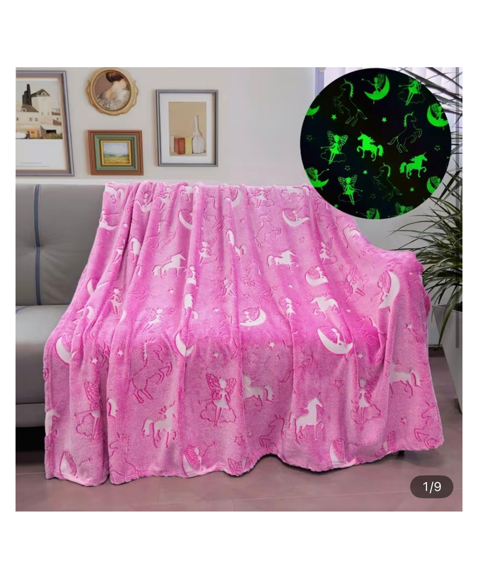Reexplore Unicorn Moon Glow in the Dark Blanket for Kids and Adults - Rose Pink-image-19