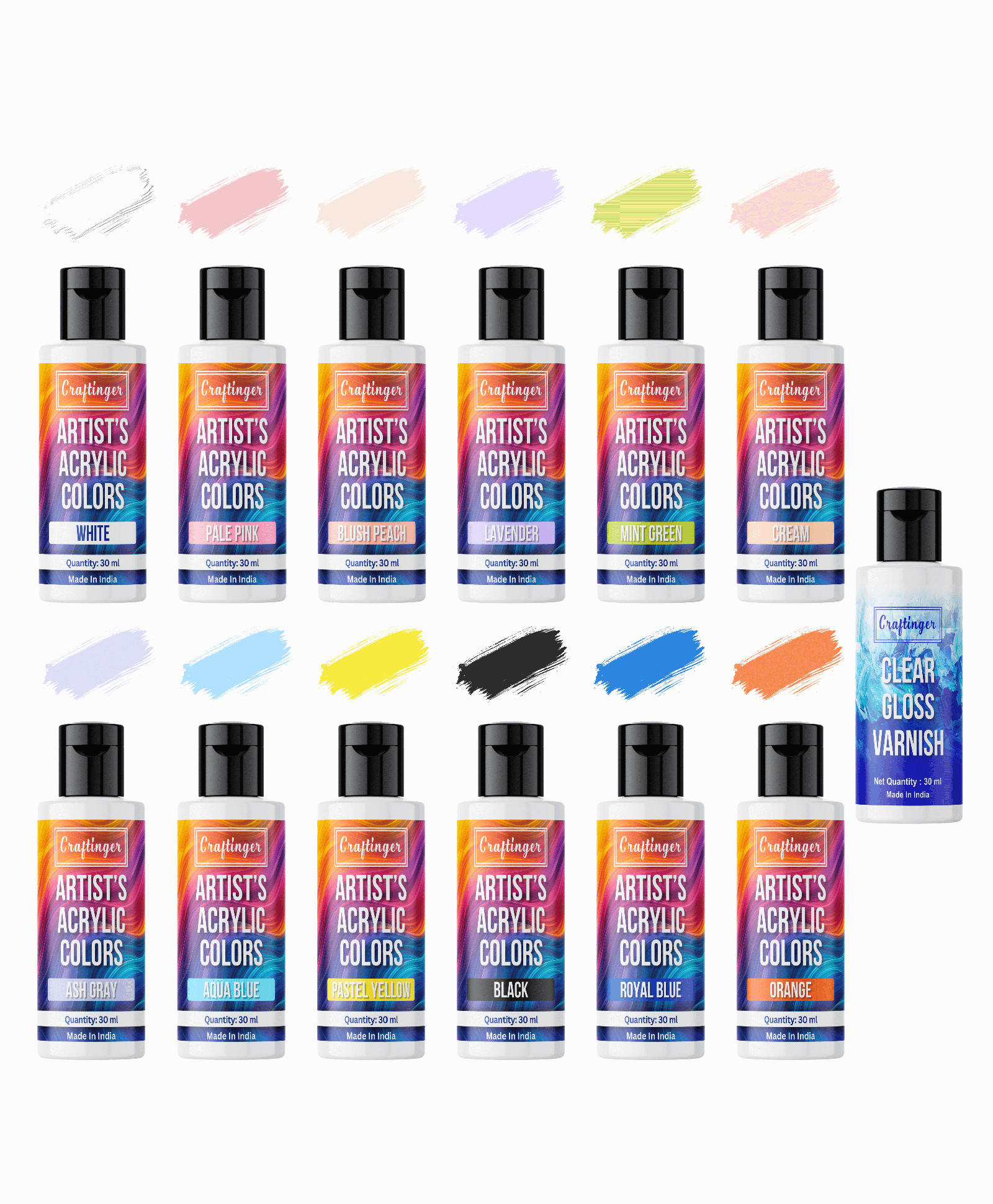 Craftinger 12-Sets Acrylic Colours with 30ml Varnish-picture-18
