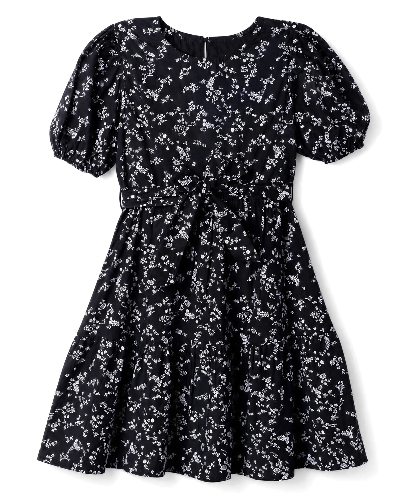 Pine Kids Cotton Woven One Piece Dress with Short Sleeves and Floral Print - Black-image-23