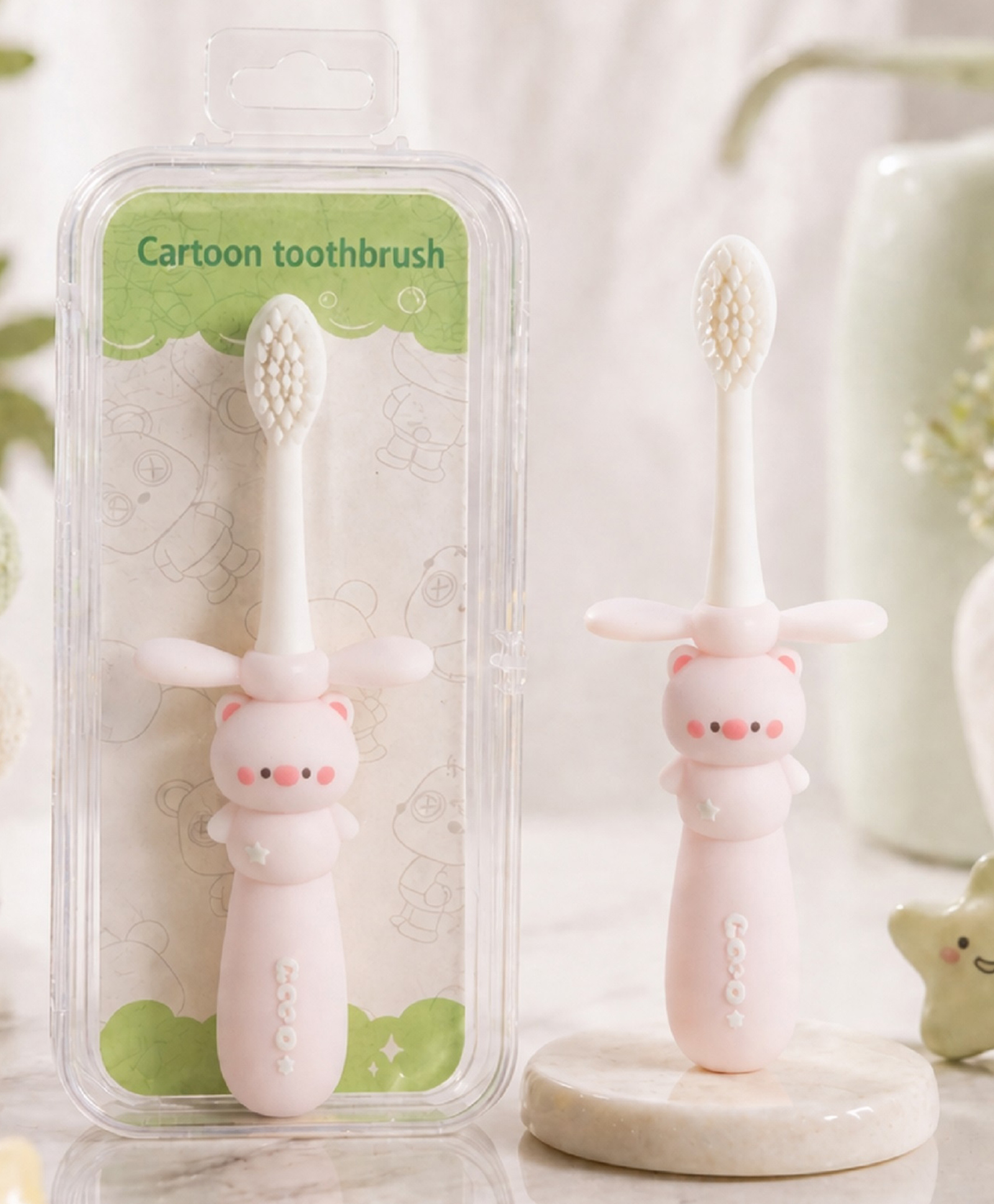 The Cheeky Kidzz Baby Everyday Use Supersoft Bristles 3D Cute Cartoon Design Manual Toothbrush For Babies BPA Free (1-10 YEARS- PINK)-image-35