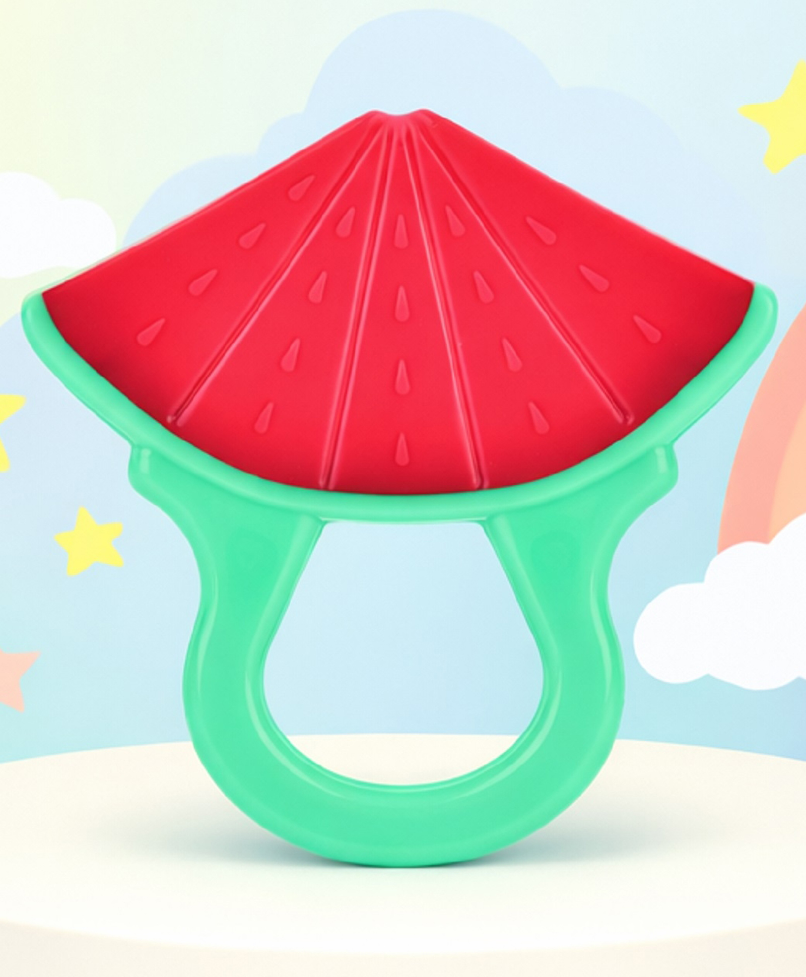 The Cheeky Kidzz Baby Soft Silicone Watermelon Shape Teething Teether Soothing Gum Relief Teether BPA Free (0 To 24 Months)-image-34