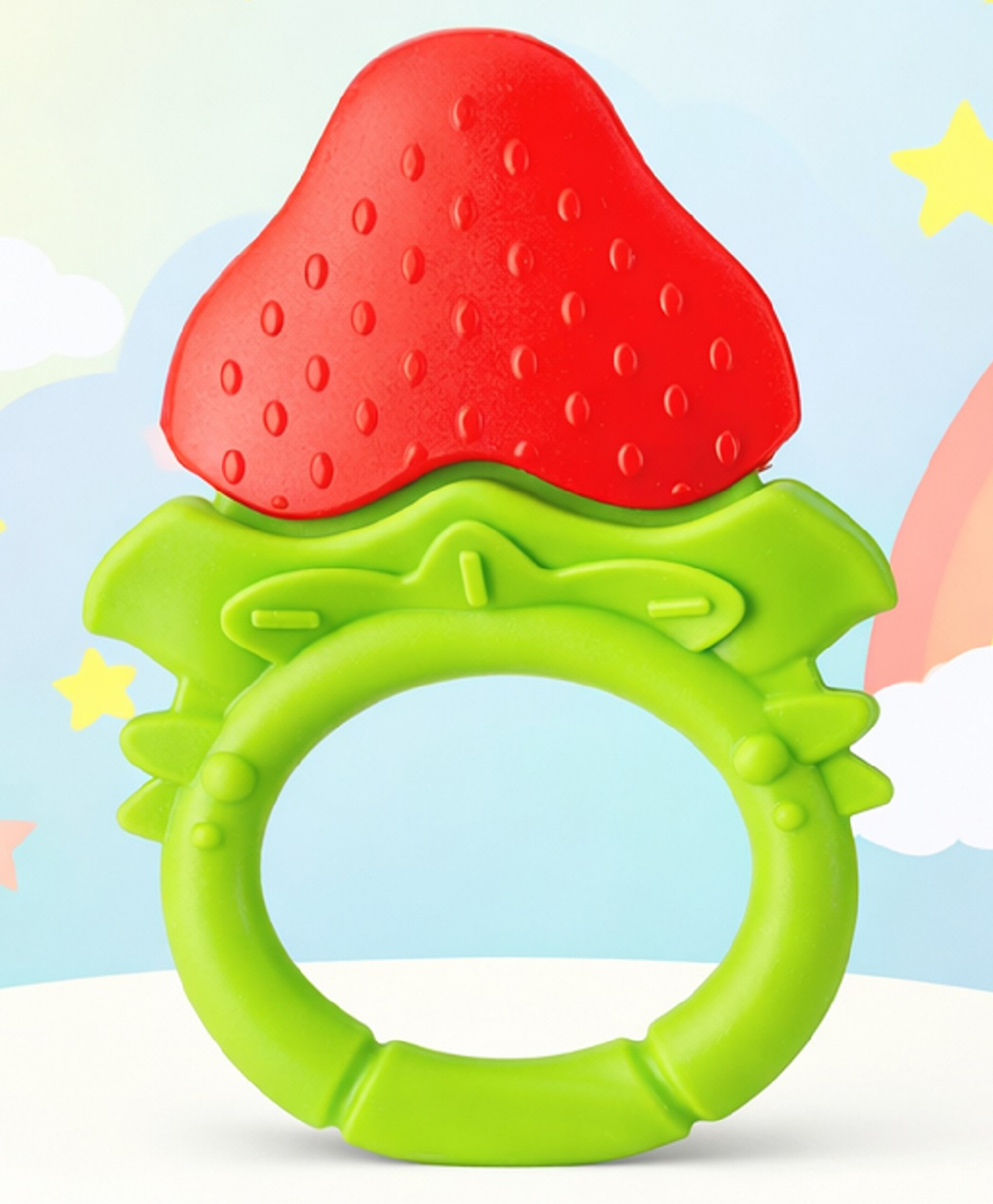 The Cheeky Kidzz Baby Soft Silicone Strawberry Fruit Teether Soothing Gum Relief Teether BPA Free Easy To Hold (0 To 24 Months)-image-33