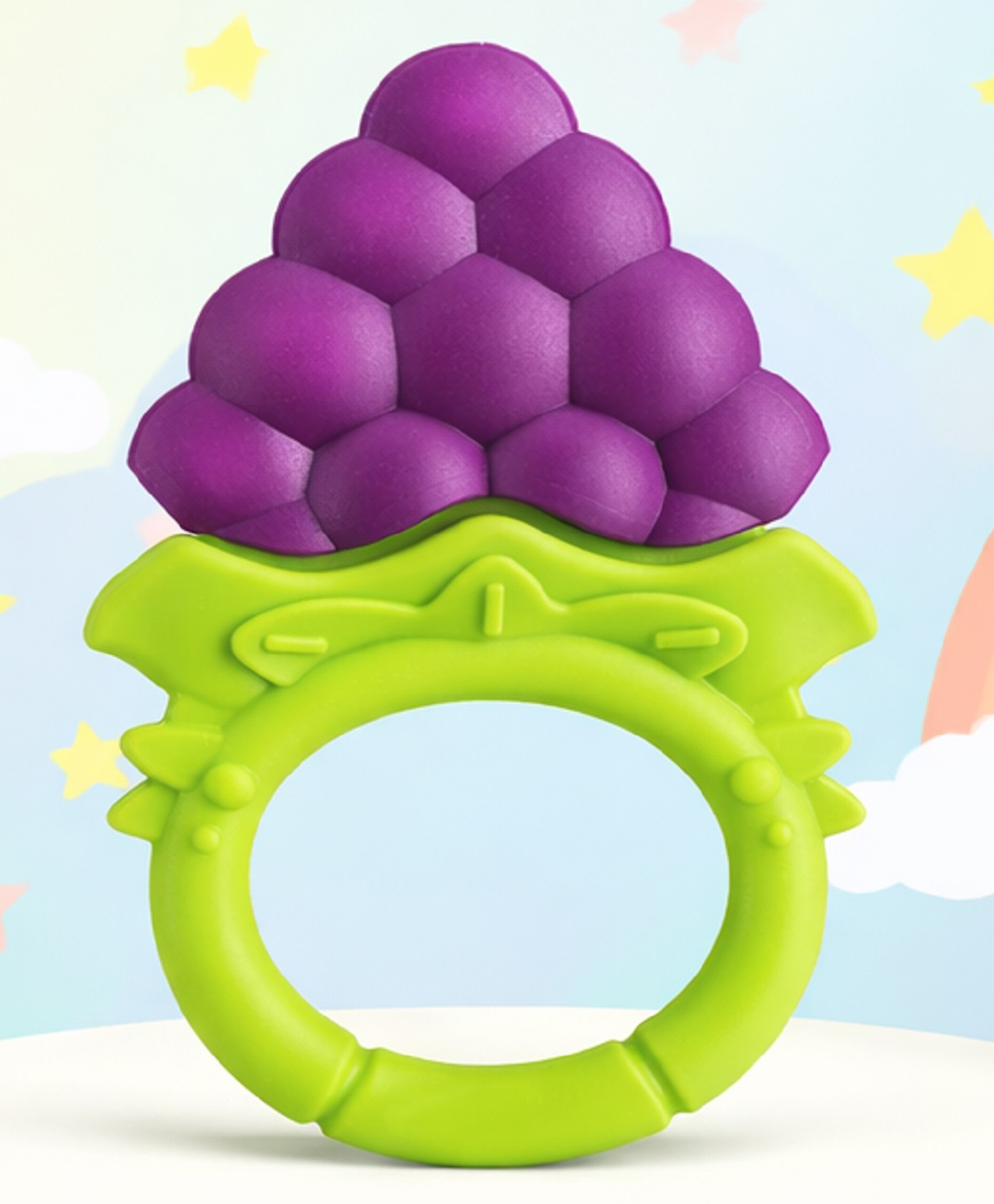 The Cheeky Kidzz Baby Soft Silicone Grape Fruit Teether Soothing Gum Relief Teether BPA Free Easy To Hold (0 To 24 Months)-picture-21