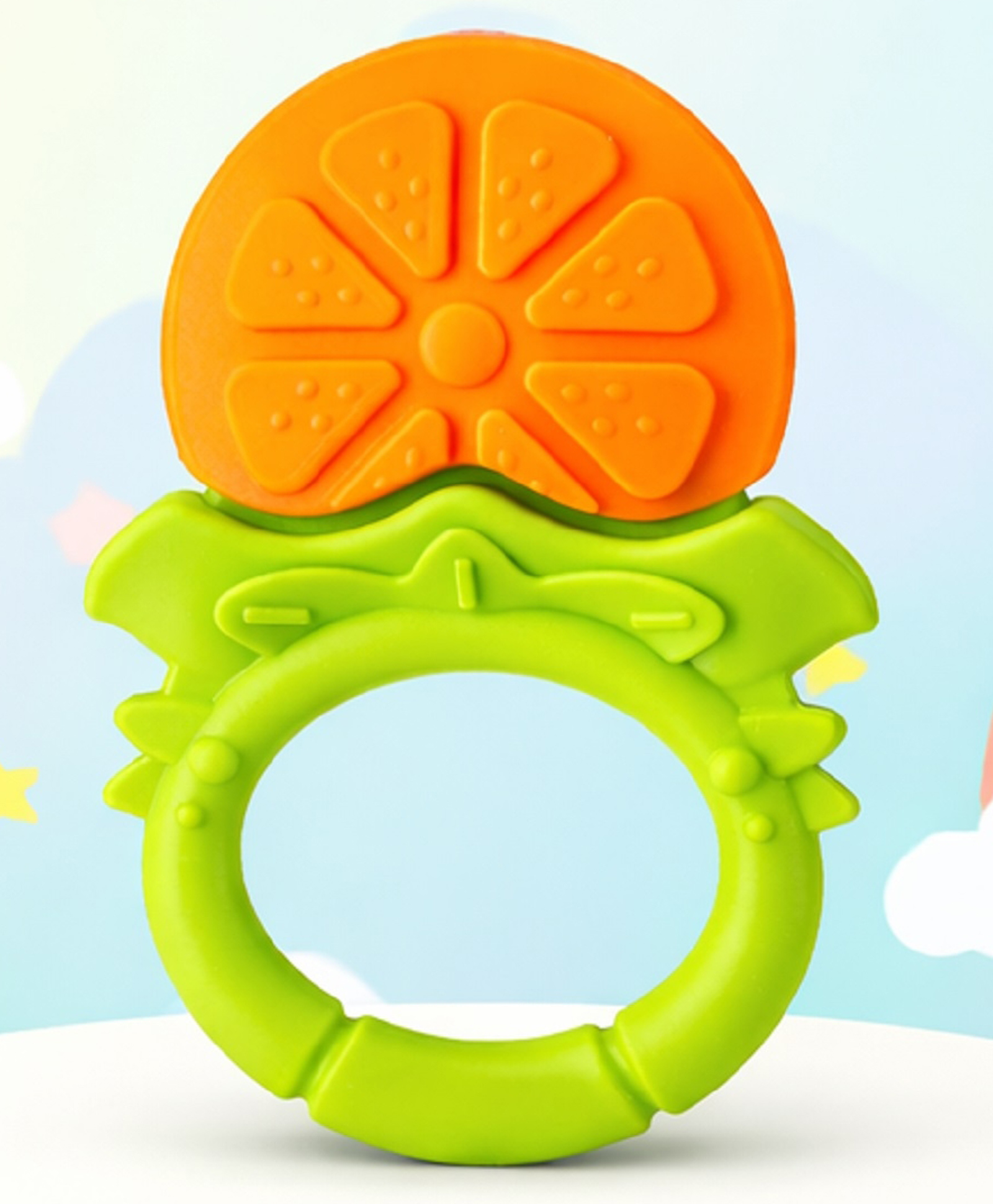 The Cheeky Kidzz Baby Soft Silicone Orange Fruit Teether Soothing Gum Relief Teether BPA Free Easy To Hold (0 To 24 Months)-image-6