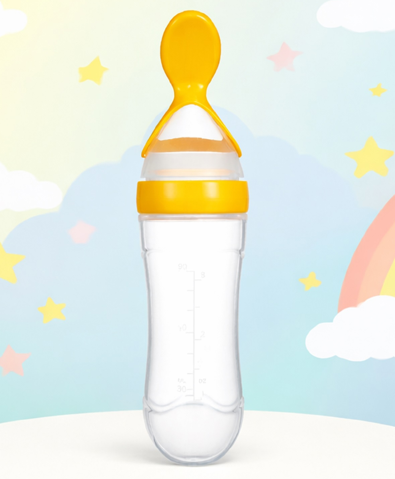 The Cheeky Kidzz Baby Silicone Squeeze Spoon Feeding Style Rice Cereal 90ml Bottle Feeder BPA Free For Newborn Toddler Infant (ORANGE)-image-15