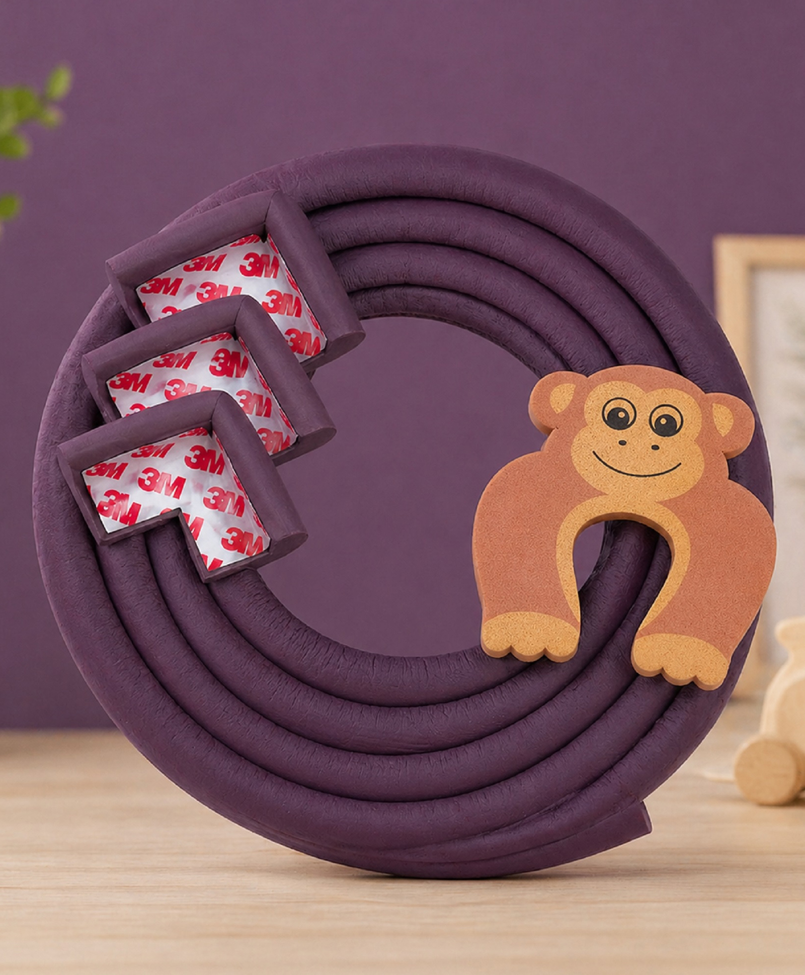 The Cheeky Kidzz Baby Extra Long Proofing Edge and 4 Corner Guards with Tape | Child Safety Furniture Cushions Free Child Safety Door Edge Finger Protector (BROWN)-image-31