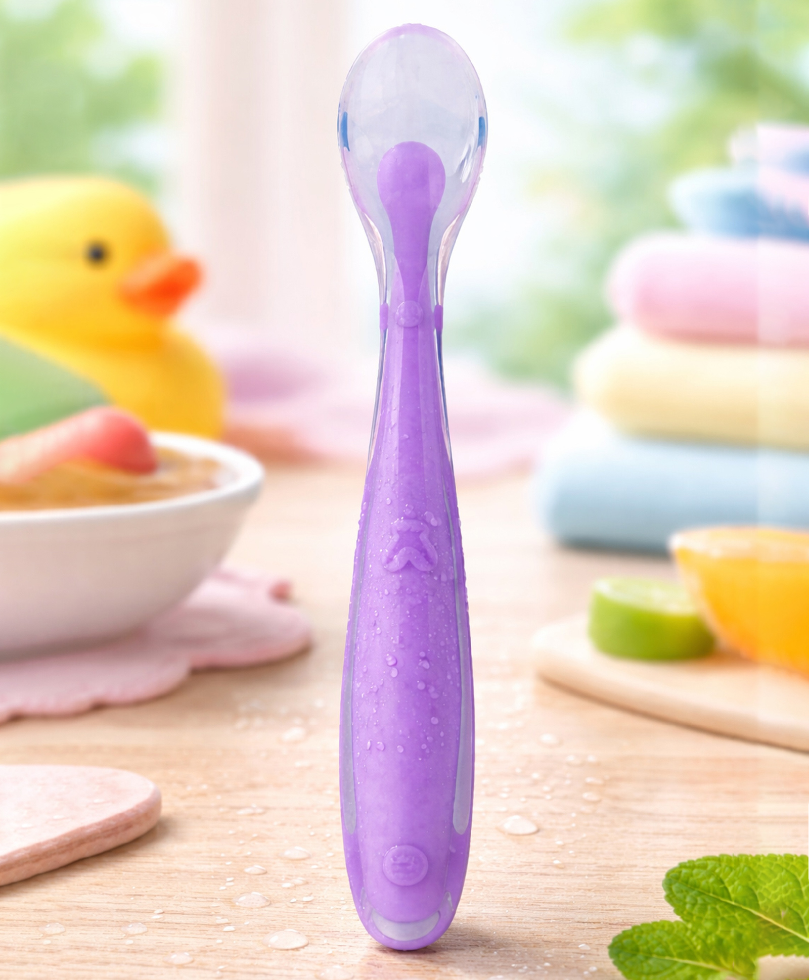 Tinny Tots Baby Ultra Soft Soft Tip Silicone Food Grade Feeding Easy While Traveling And Everyday Use Spoon For Infants BPA Free (PURPLE)-image-46