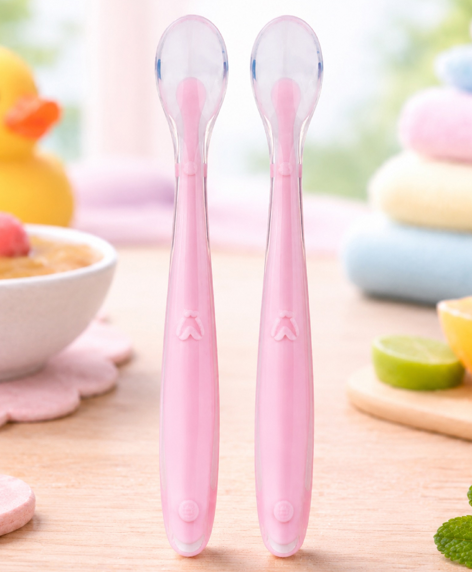 Tinny Tots Baby 2 Ultra Soft Soft Tip Silicone Food Grade Feeding Easy While Traveling And Everyday Use Spoon For Infants BPA Free (PINK)-image-28