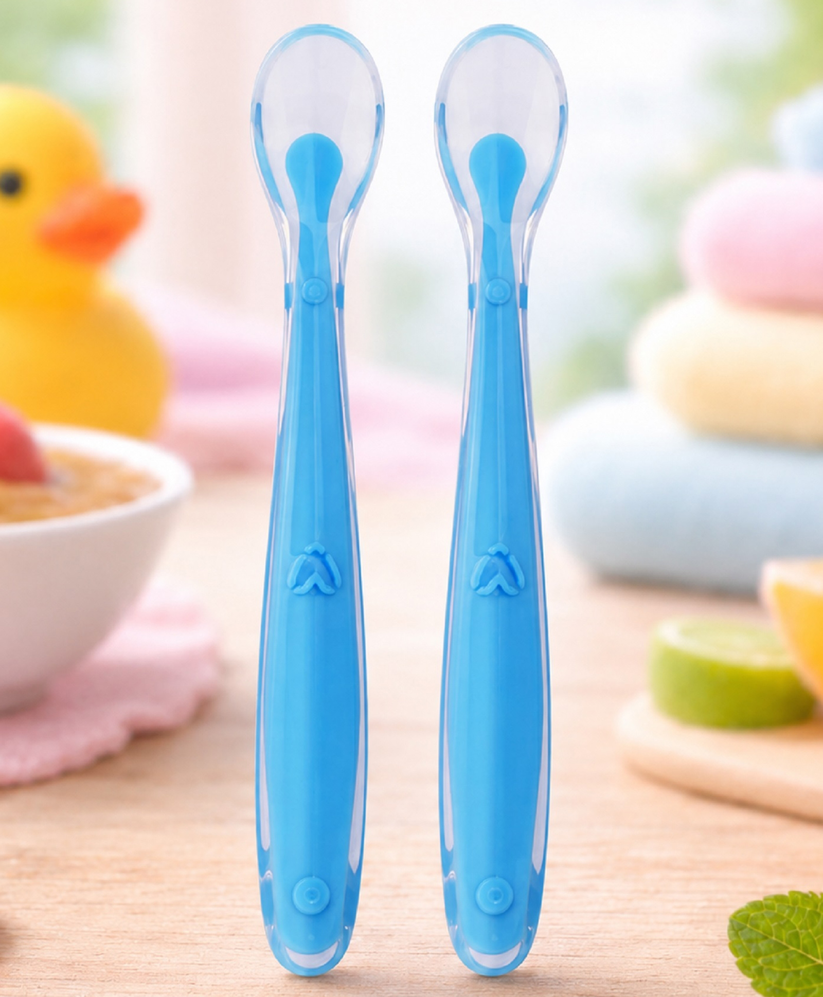 Tinny Tots Baby 2 Ultra Soft Soft Tip Silicone Food Grade Feeding Easy While Traveling And Everyday Use Spoon For Infants BPA Free (BLUE)-image-48
