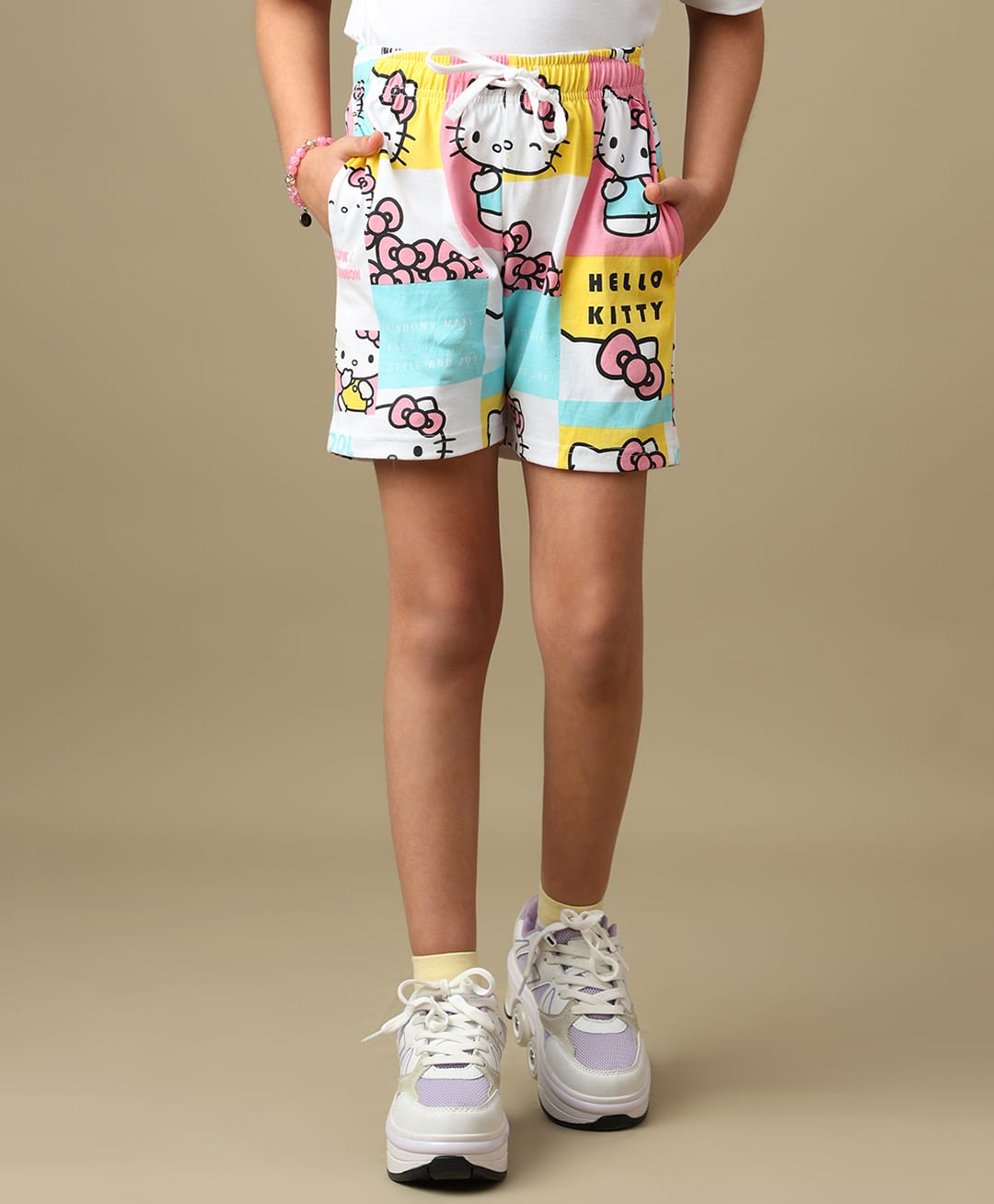 Kidsville Knit Sanrio Friends Featuring Hello Kitty Printed Shorts - Pink & Blue-picture-19
