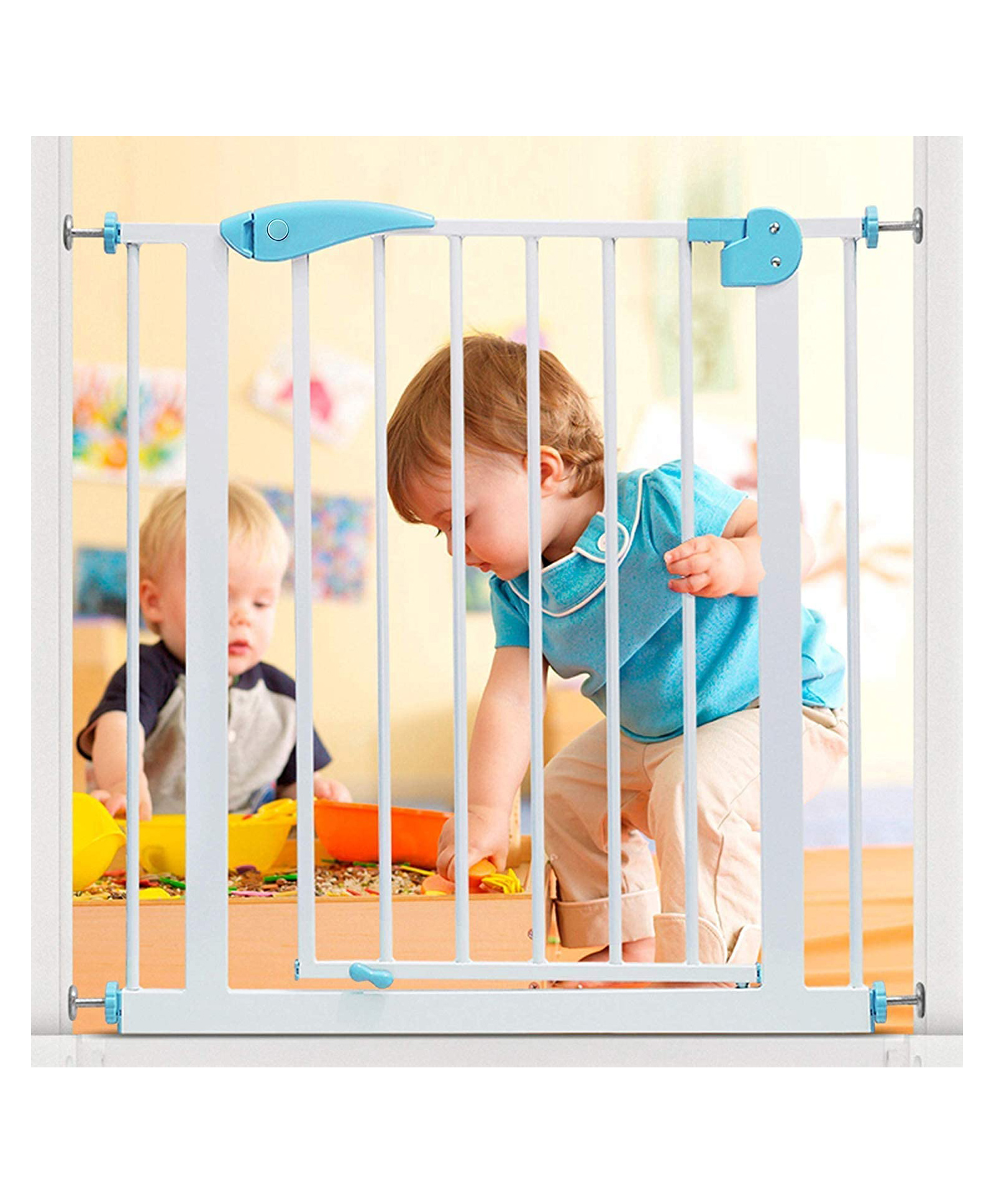 Safe-O-Kid Adjustable Baby Safety Gate 75-140 cm with 1 Year Warranty, Durable Metal Gate for Kids, Babies and Pets, Child Gate and Dog Gate Blue-picture-47