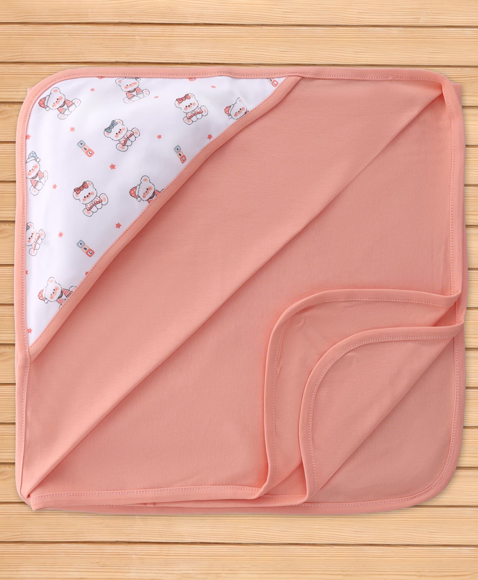 Pink Rabbit Interlock Knit Towel With Teddy Bear Print L 81 x B 81 cm - Orange-picture-16