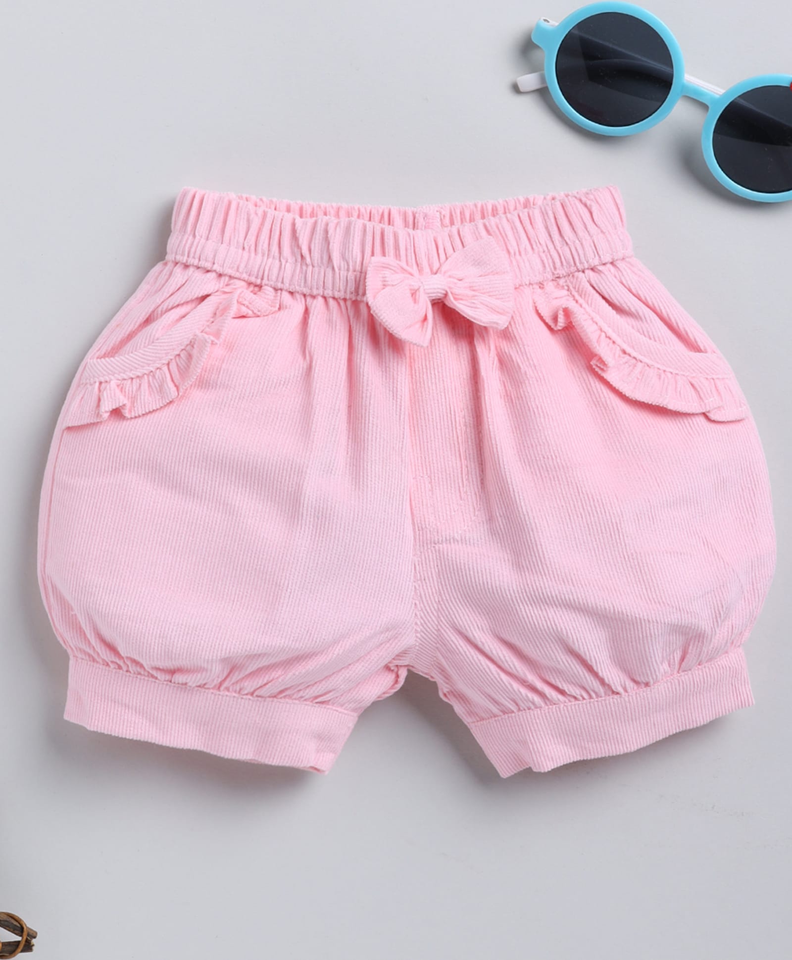 Wonderchild Frill & Bow Applique Detailed Ribbed Shorts - Pink-picture-11